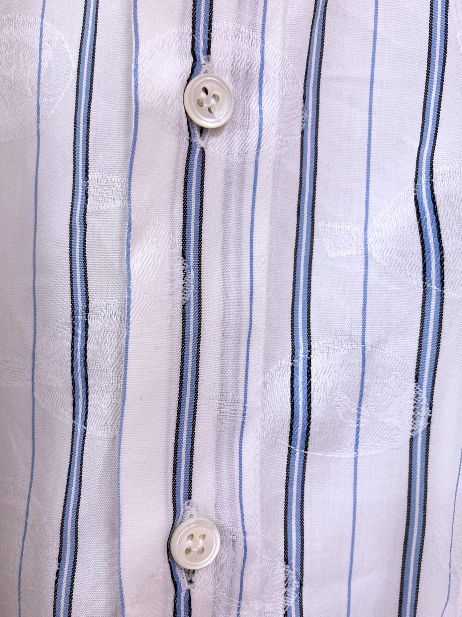 Gianni Versace 1980s white striped shirt with extremely subtle fish pattern