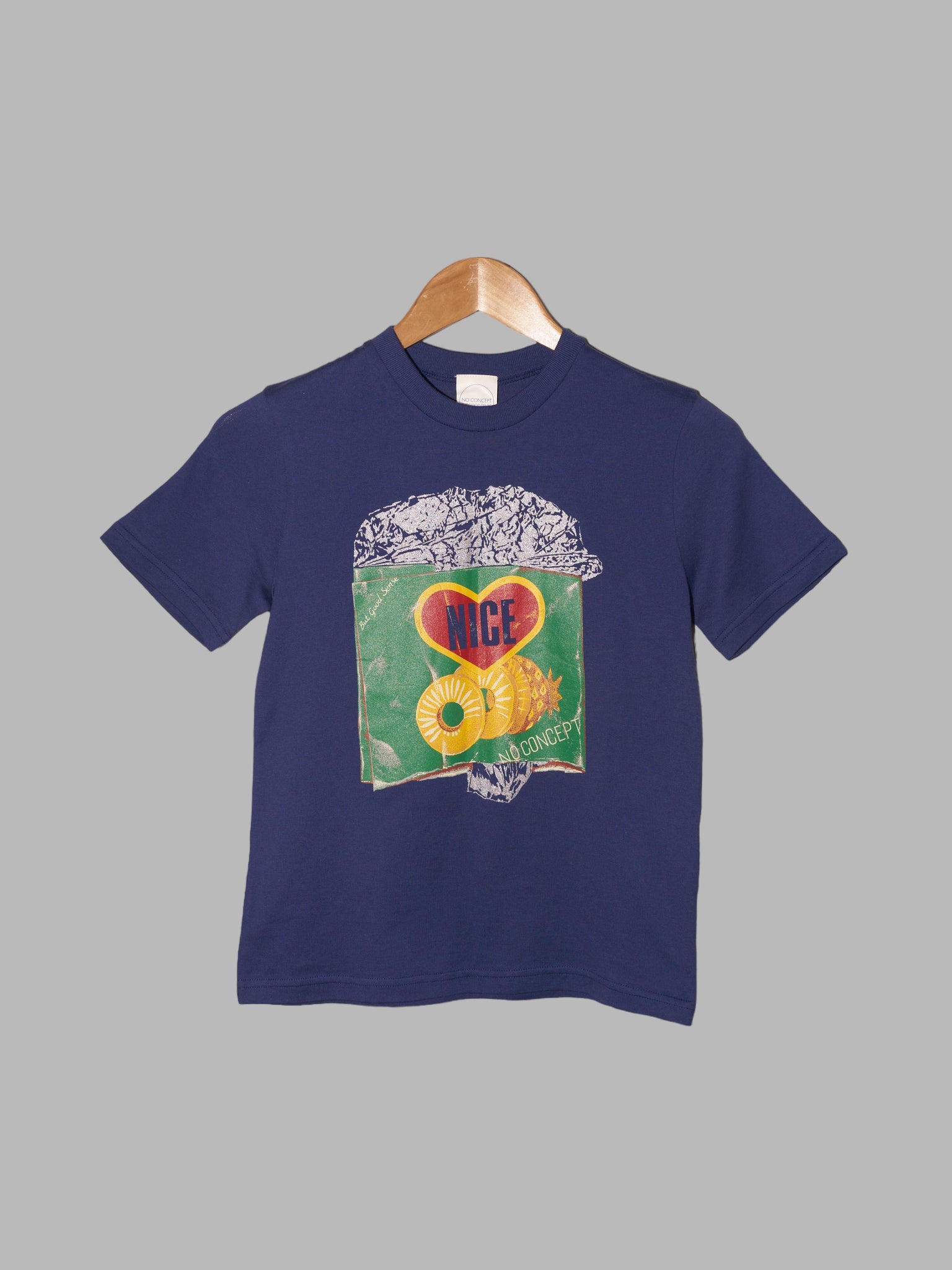 No Concept But Good Sense by Yoichi Nagasawa blue pineapple can logo t-shirt