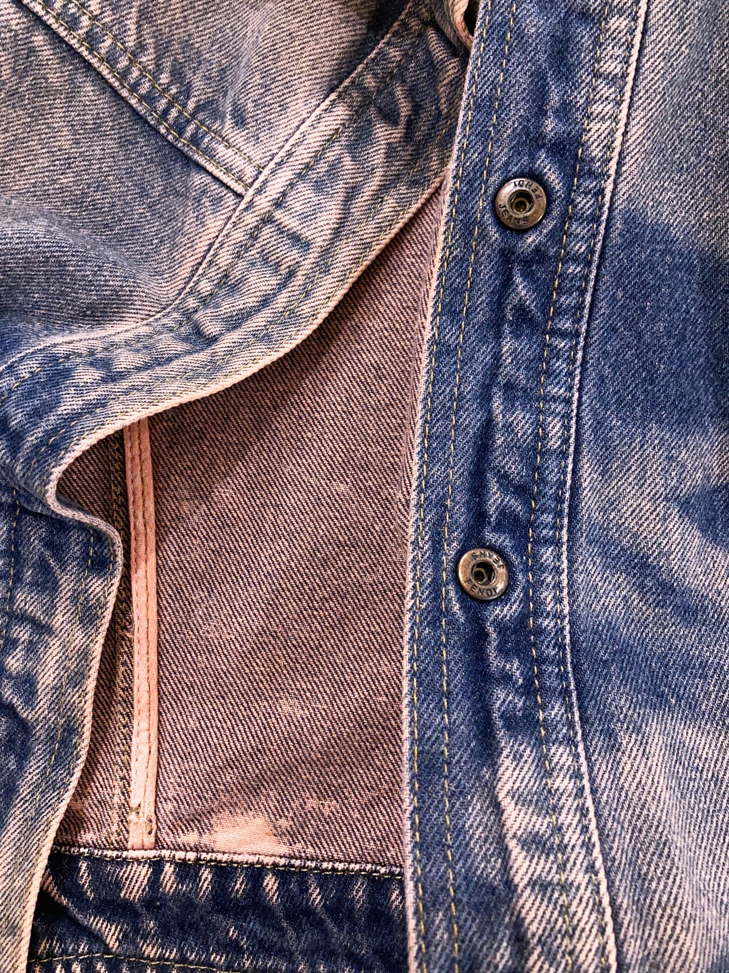 Fendi Jeans 1990s pink and blue cotton shibori tie dye denim jacket