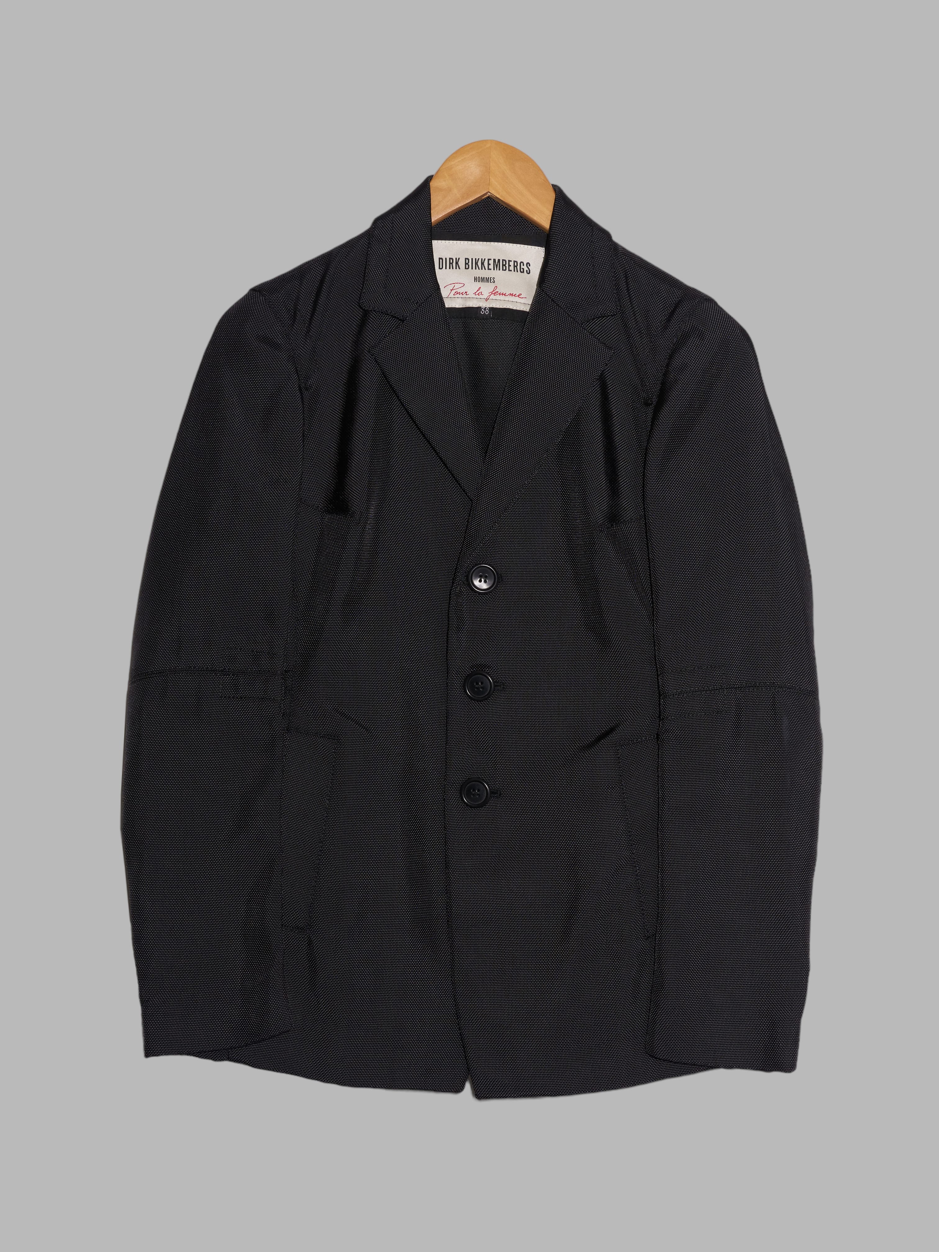 Dirk Bikkembergs 1990s black ballistic nylon three button blazer