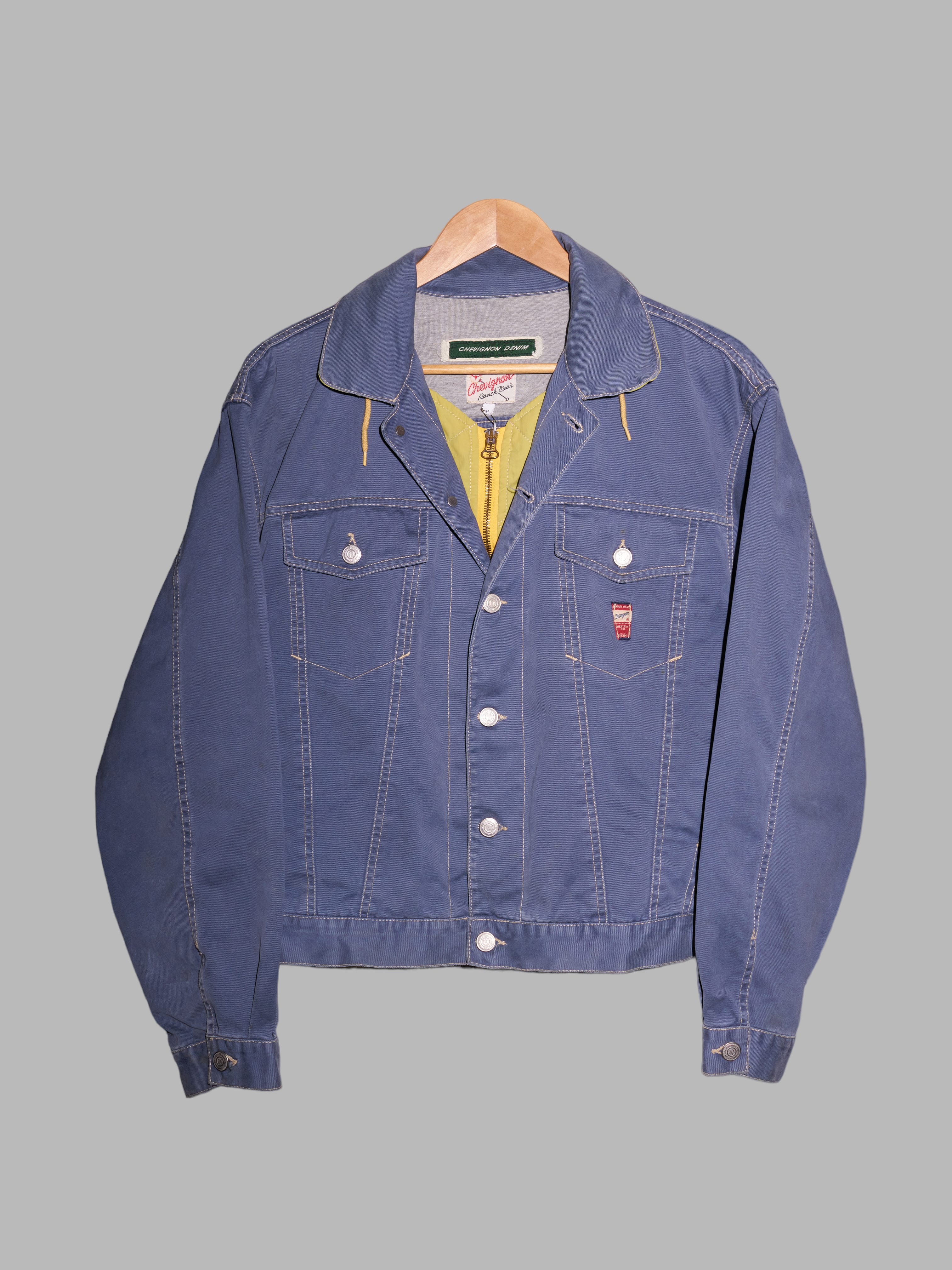 Chevignon Denim 1990s smoky blue denim integrated vest trucker 