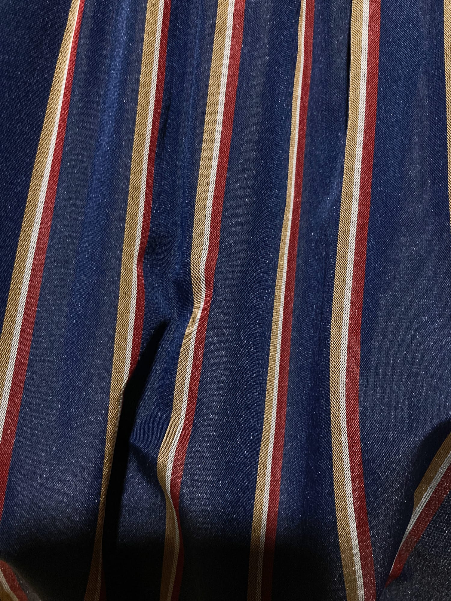 Wrinqle Inoue Pleats navy red yellow striped polyester skirt with pleated waist