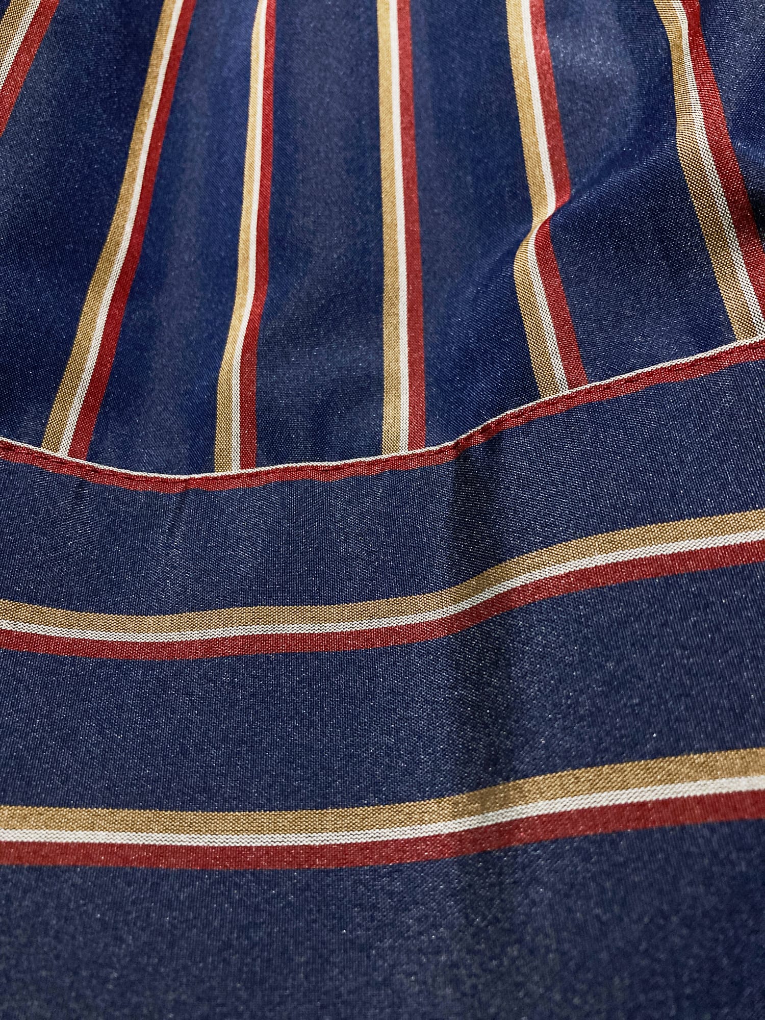 Wrinqle Inoue Pleats navy red yellow striped polyester skirt with pleated waist