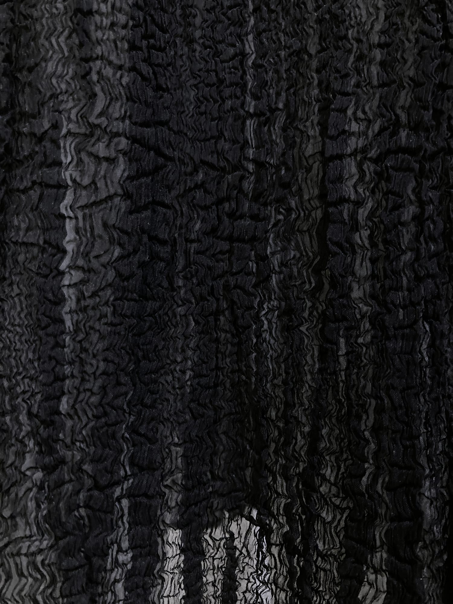 Wrinqle Inoue Pleats black wrinkled polyester skirt with sheer hem