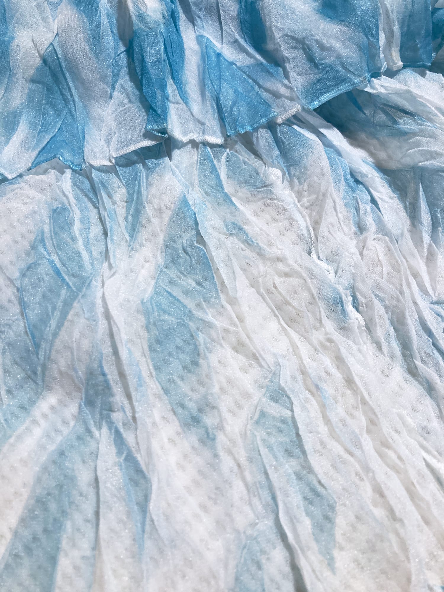 Wrinqle Inoue Pleats sheer blue white wrinkled polyester maxi dress