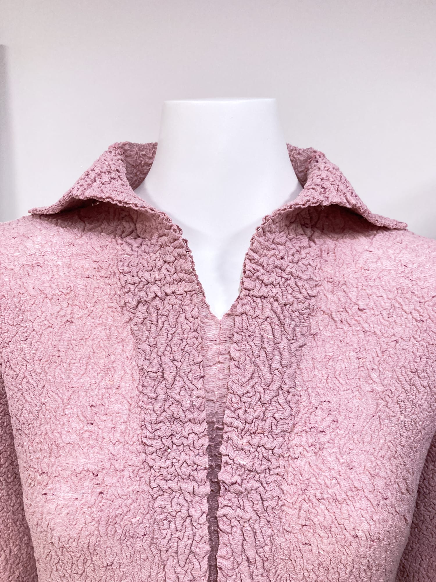 Wrinqle Inoue Pleats pale pink wrinkled polyester half sleeve dress