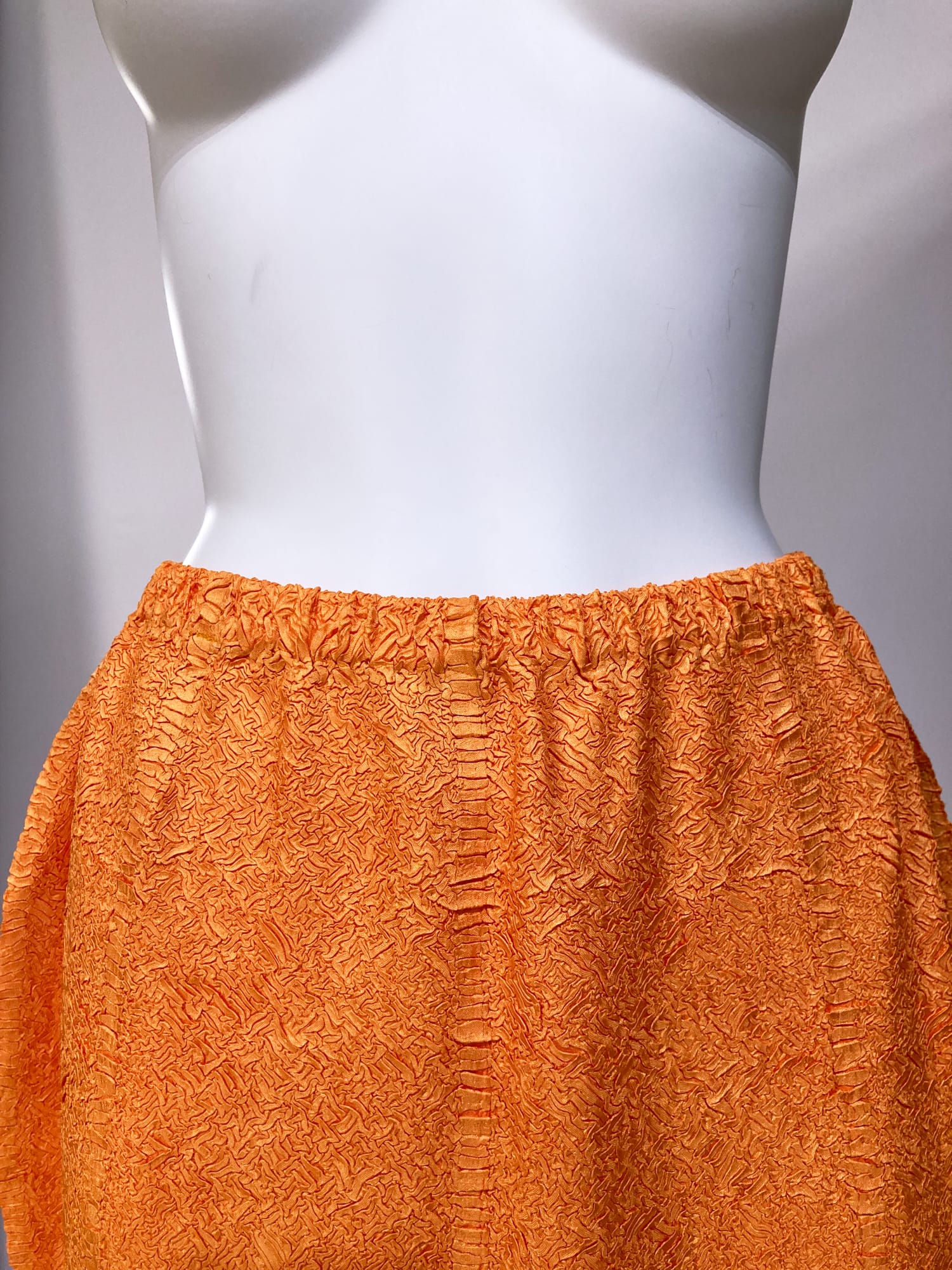 Wrinqle Inoue Pleats orange wrinkled polyester elastic waist skirt