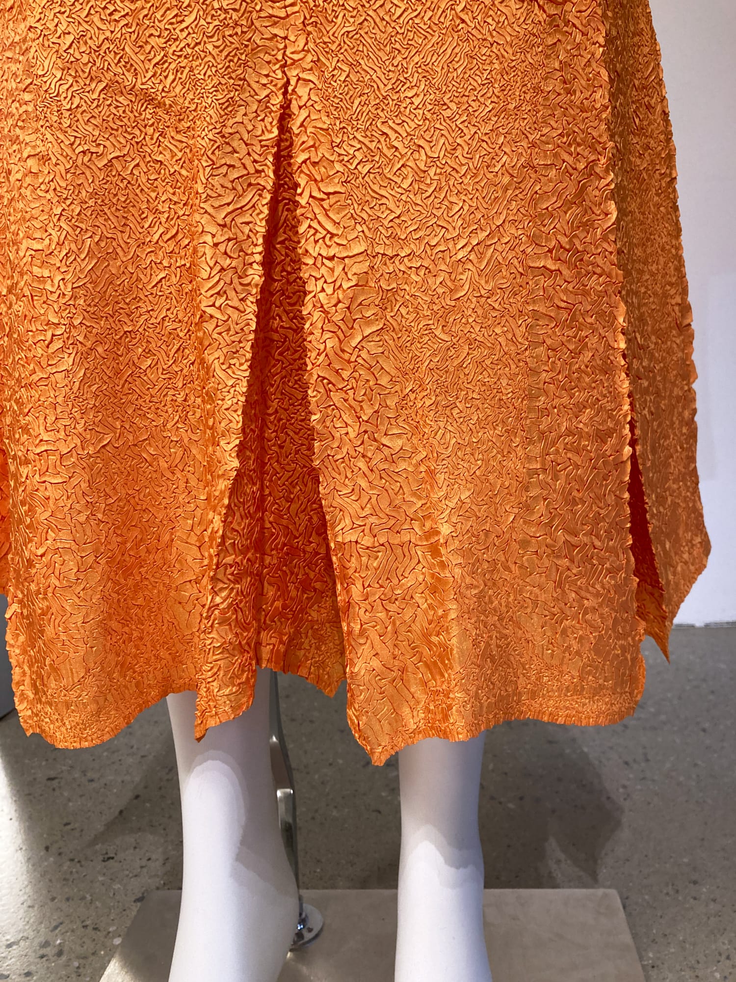 Wrinqle Inoue Pleats orange wrinkled polyester elastic waist skirt