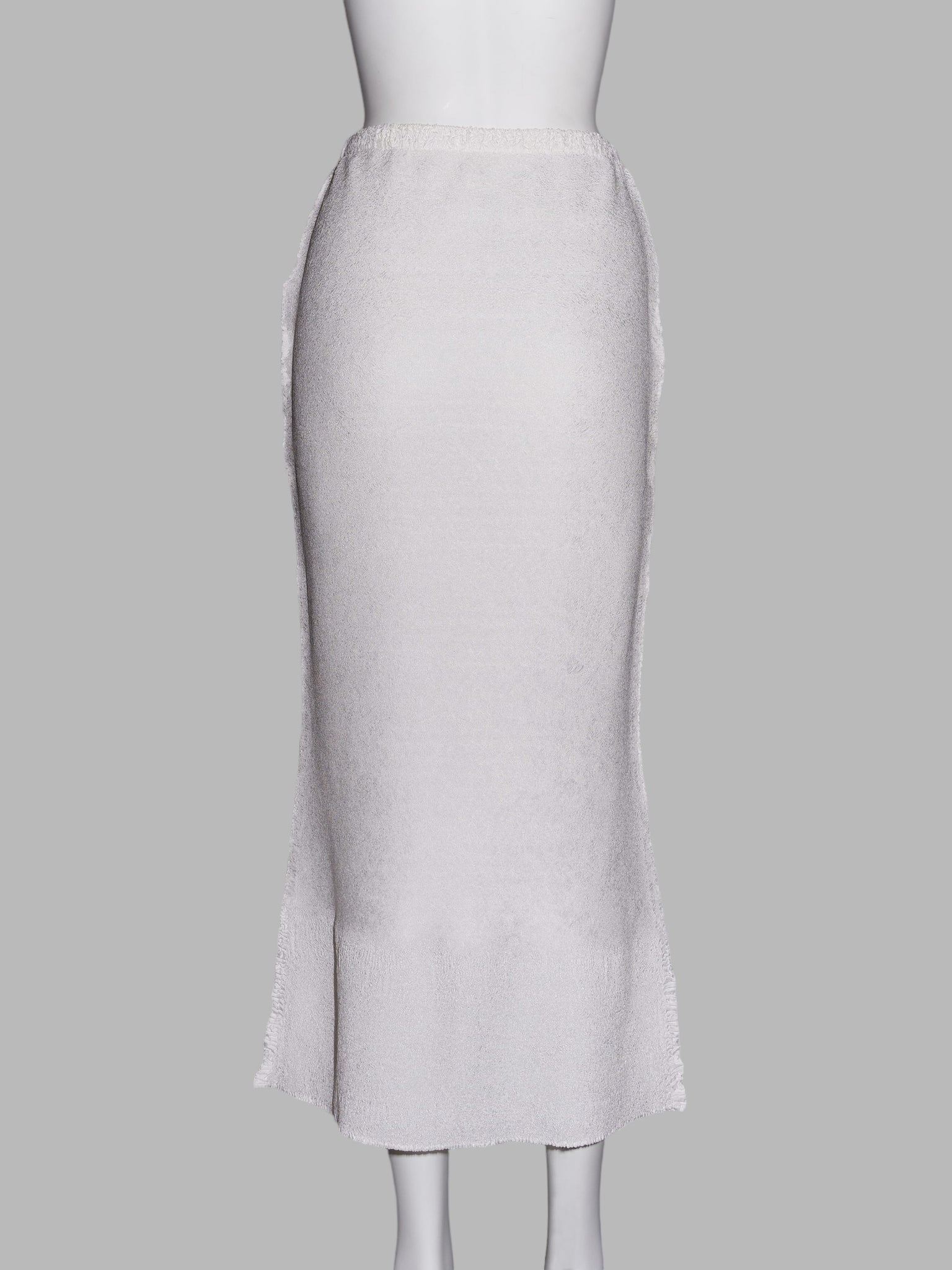 Wrinqle Inoue Pleats long white wrinkled polyester skirt