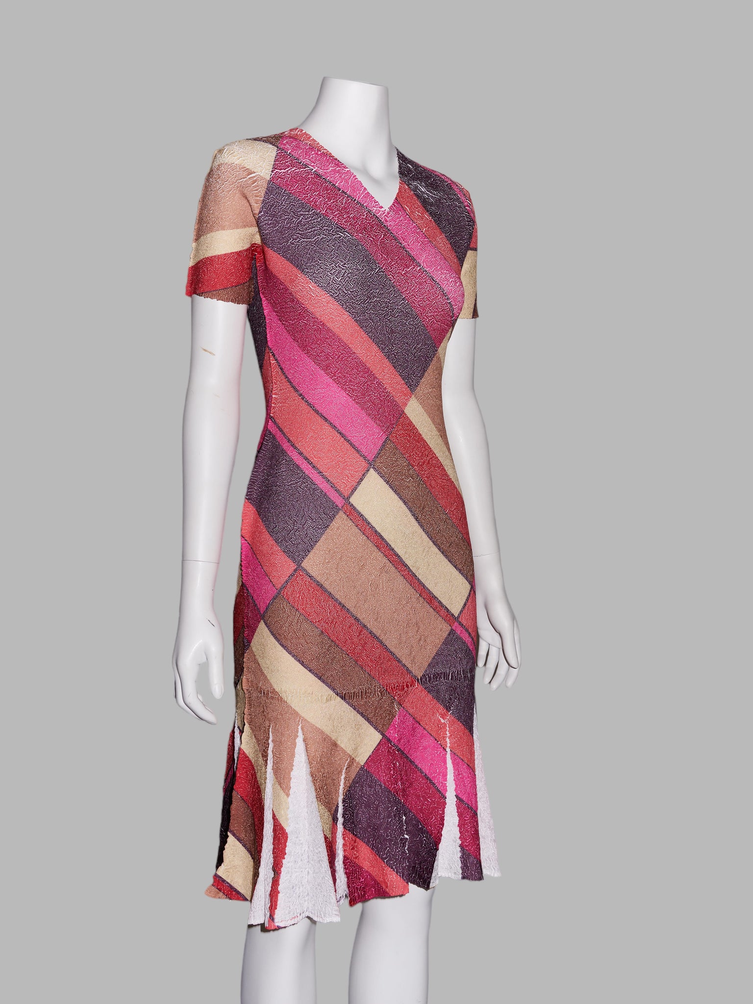 Wrinqle Inoue Pleats multicolour rectangle pattern wrinkled poly dress