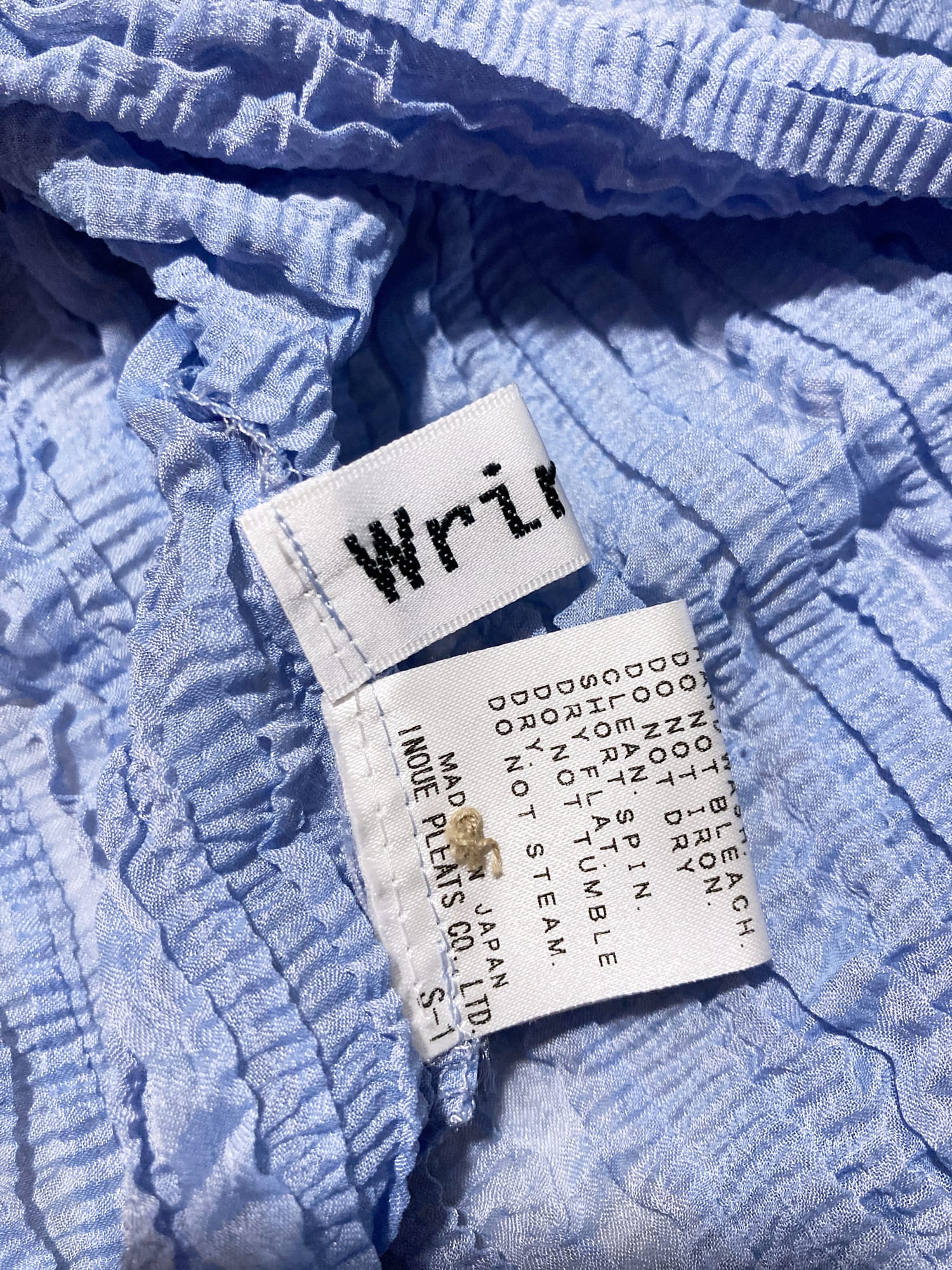 Wrinqle Inoue Pleats sheer pale blue wrinkled polyester cardigan
