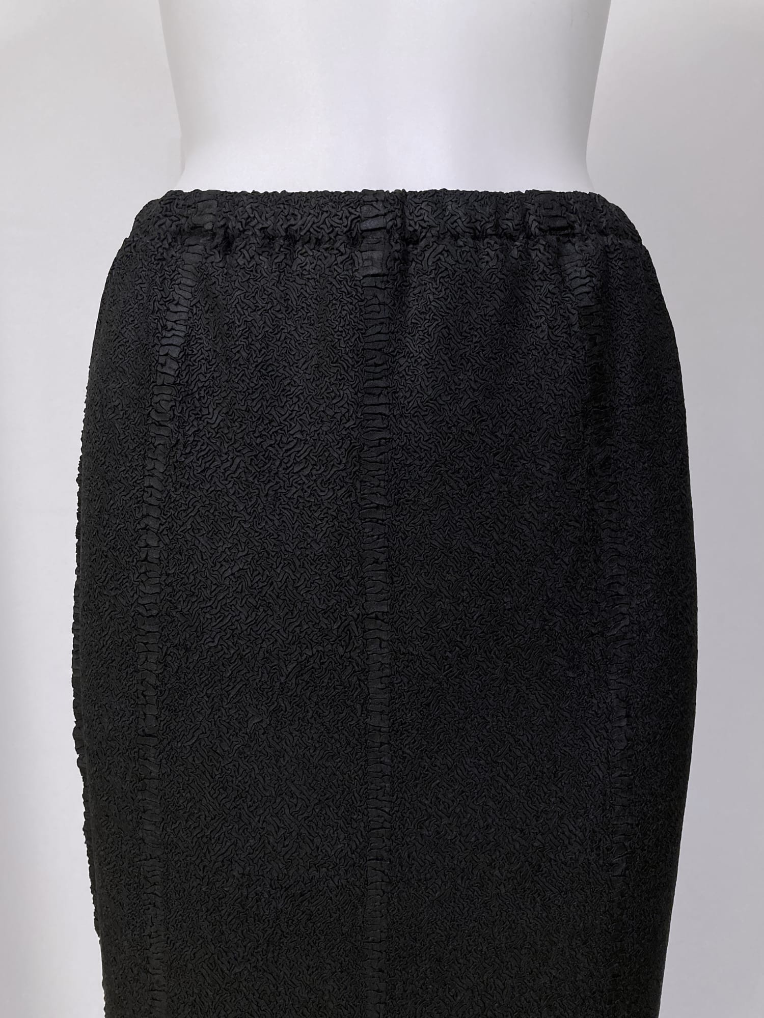 Wrinqle Inoue Pleats black wrinkled polyester elastic waist skirt
