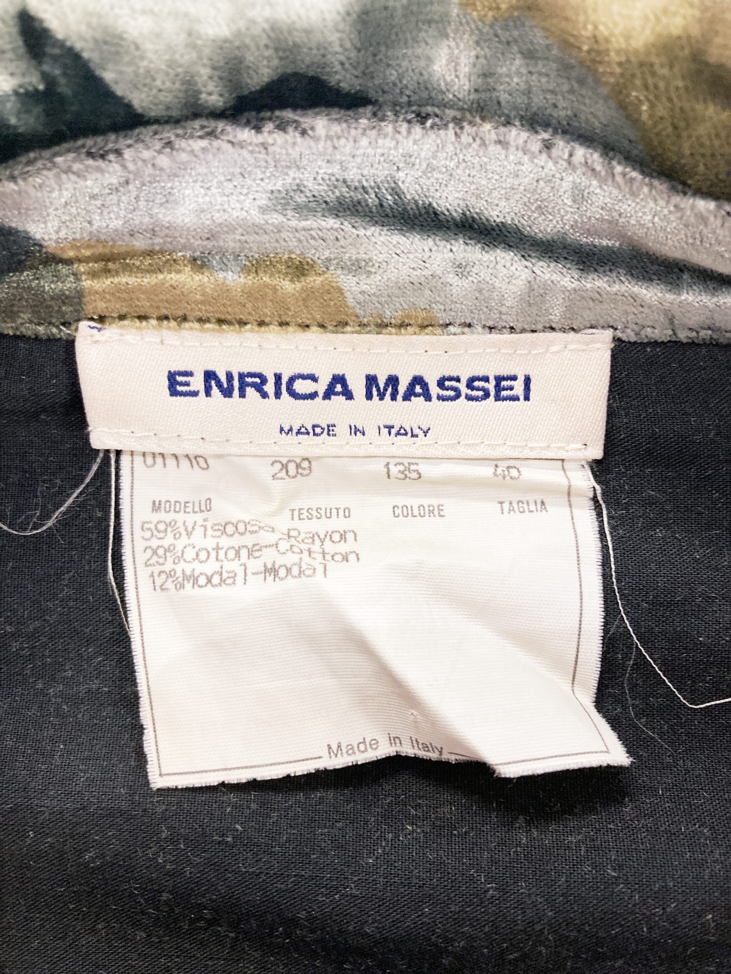Enrica Massei khaki camo velvet trucker jacket - size 40