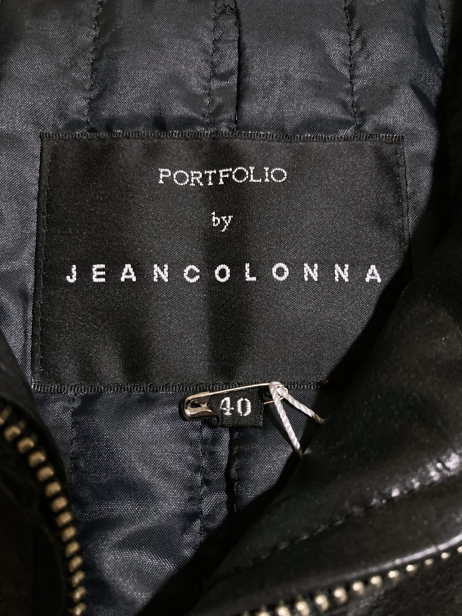 Jean Colonna shiny black high neck zipped leather coat