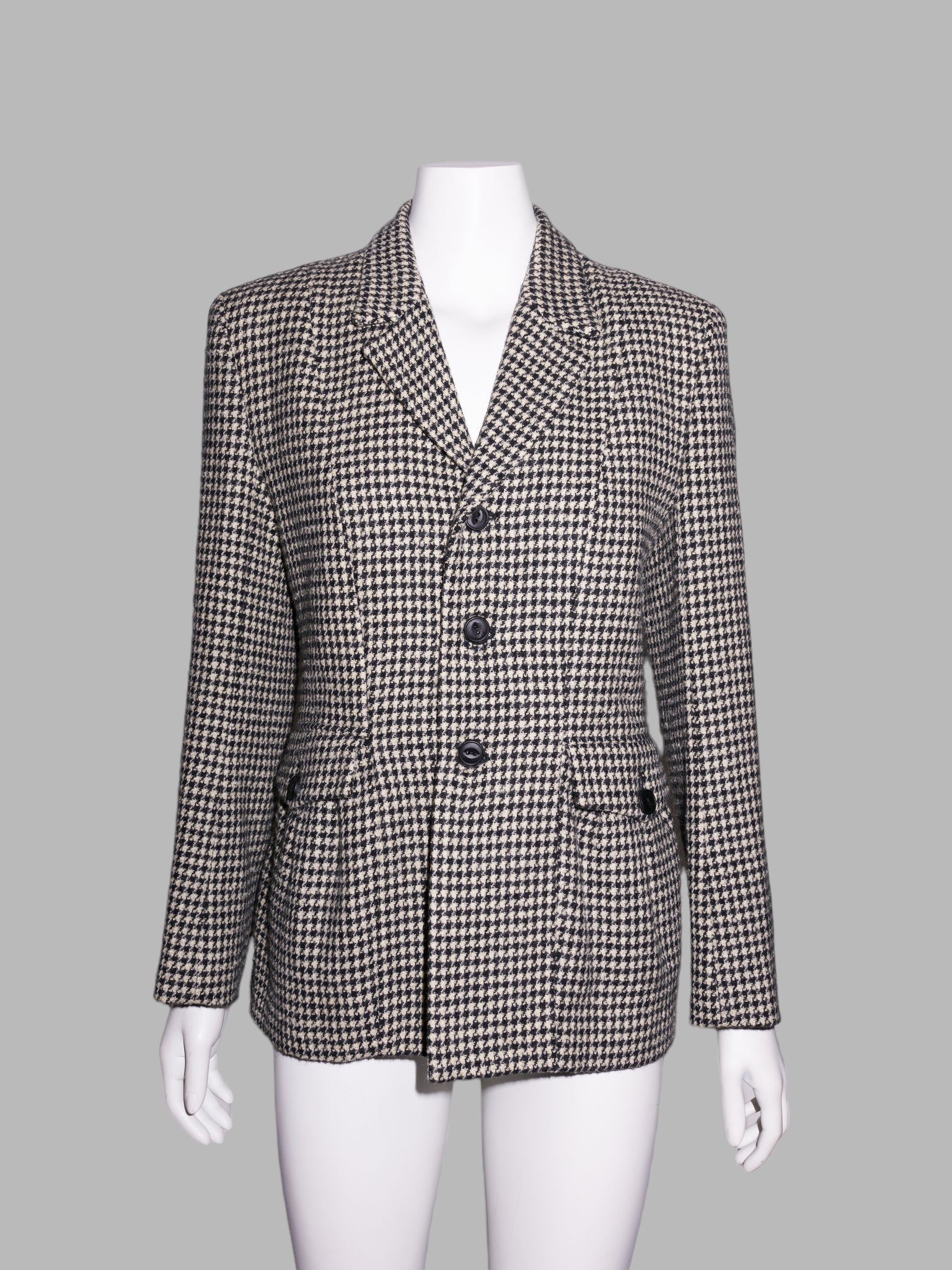 Y’s Bis Yohji Yamamoto black and white houndstooth wool three button blazer