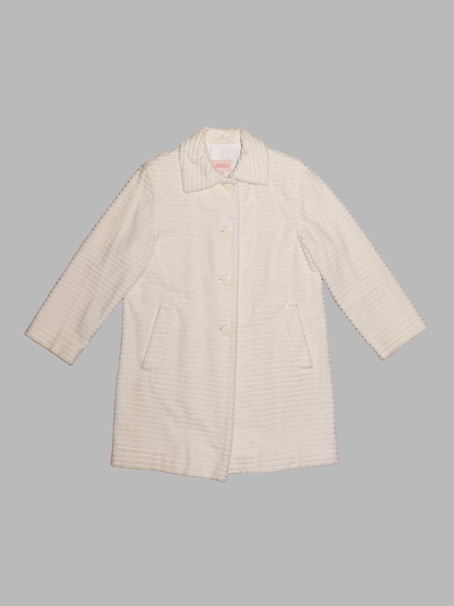 Byblos 1990s cream off-white cotton fluffy corduroy coat - size 40