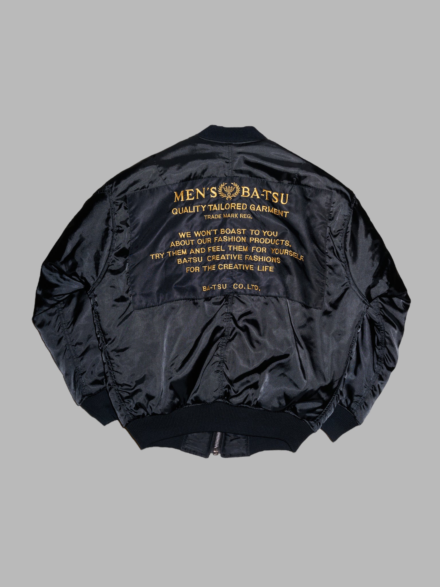 Men’s Ba-tsu 1980s reversible black nylon MA-1 bomber jacket