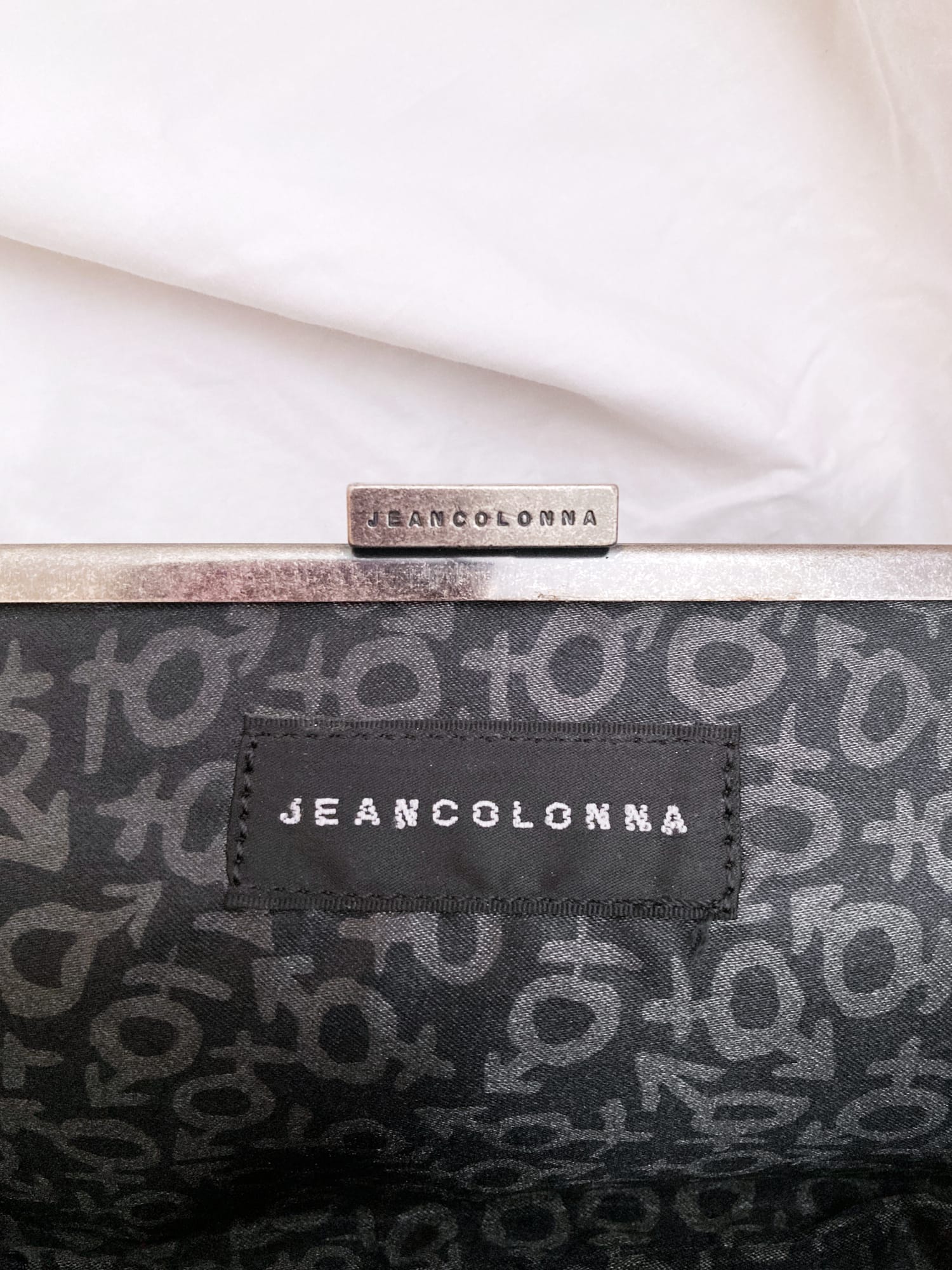 Jean Colonna small white vinyl leopard print chain strap party bag
