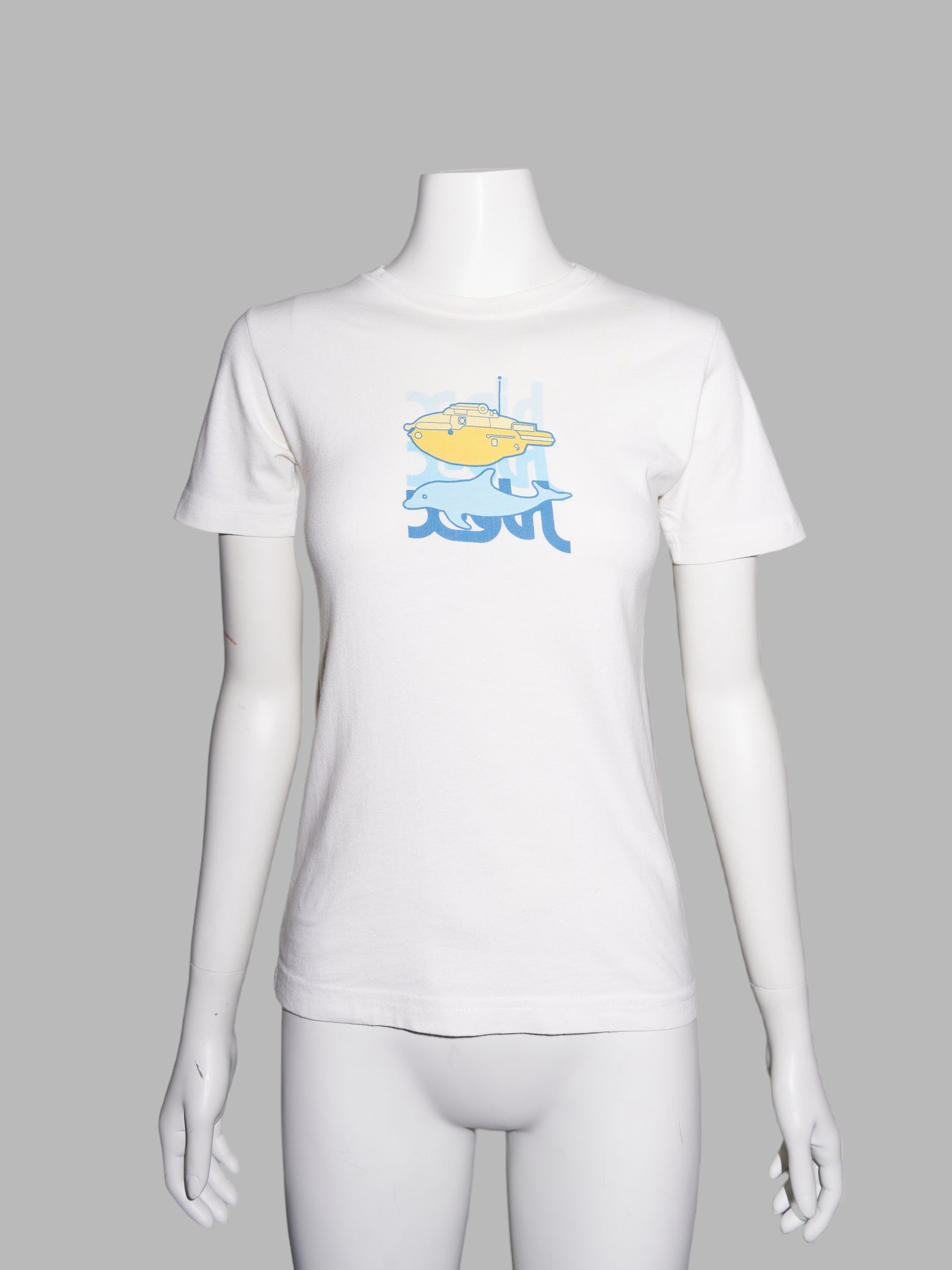 X-Girl Kim Gordon Daisy von Furth 1990s white submarine and dolphin logo t-shirt