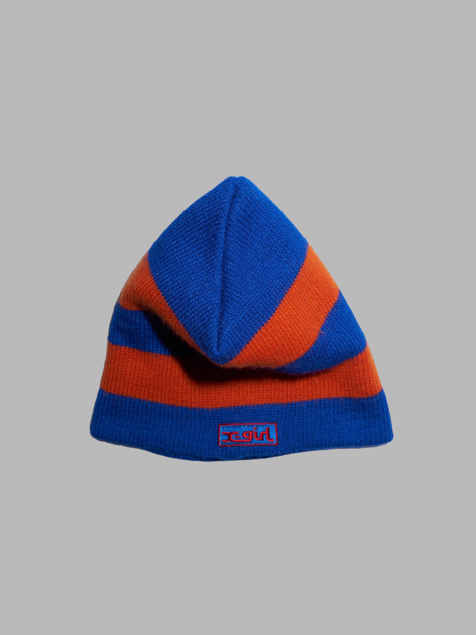 X-Girl Kim Gordon 1990s blue orange striped knit beanie with matching scarf