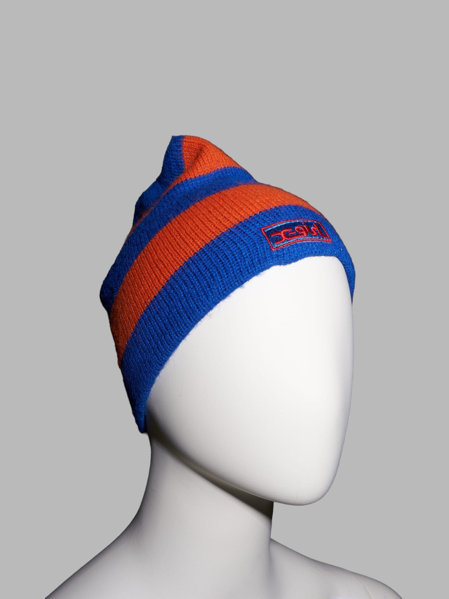 X-Girl Kim Gordon 1990s blue orange striped knit beanie with matching scarf