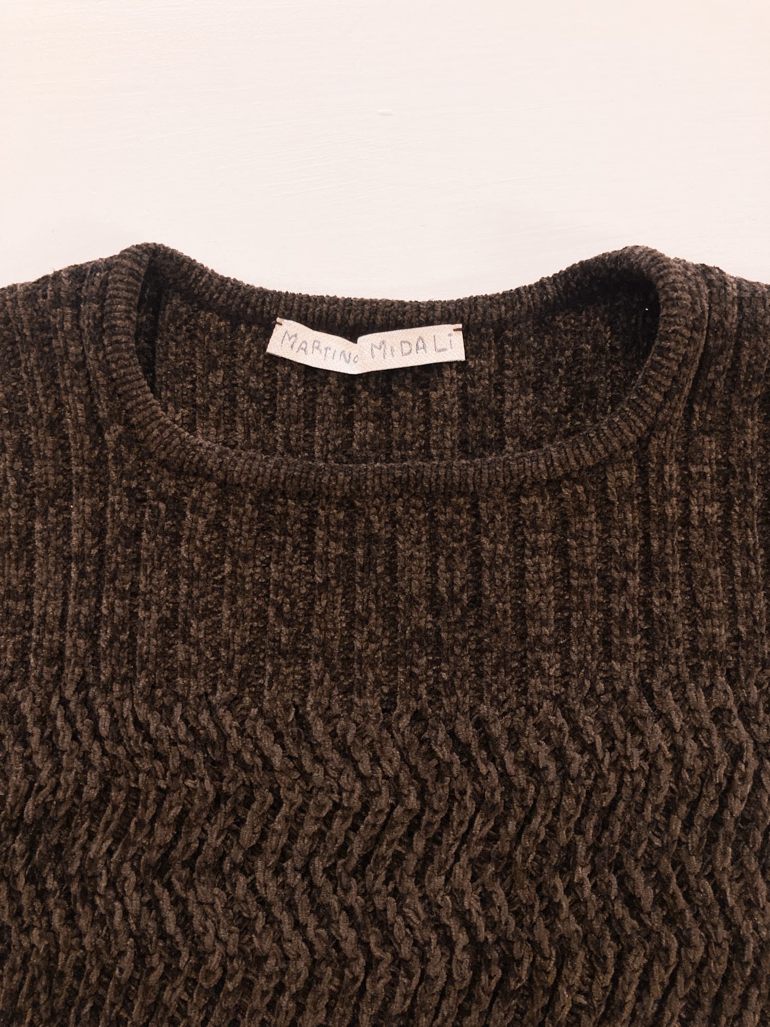 Martino Midali thick dark brown acrylic knitted t-shirt