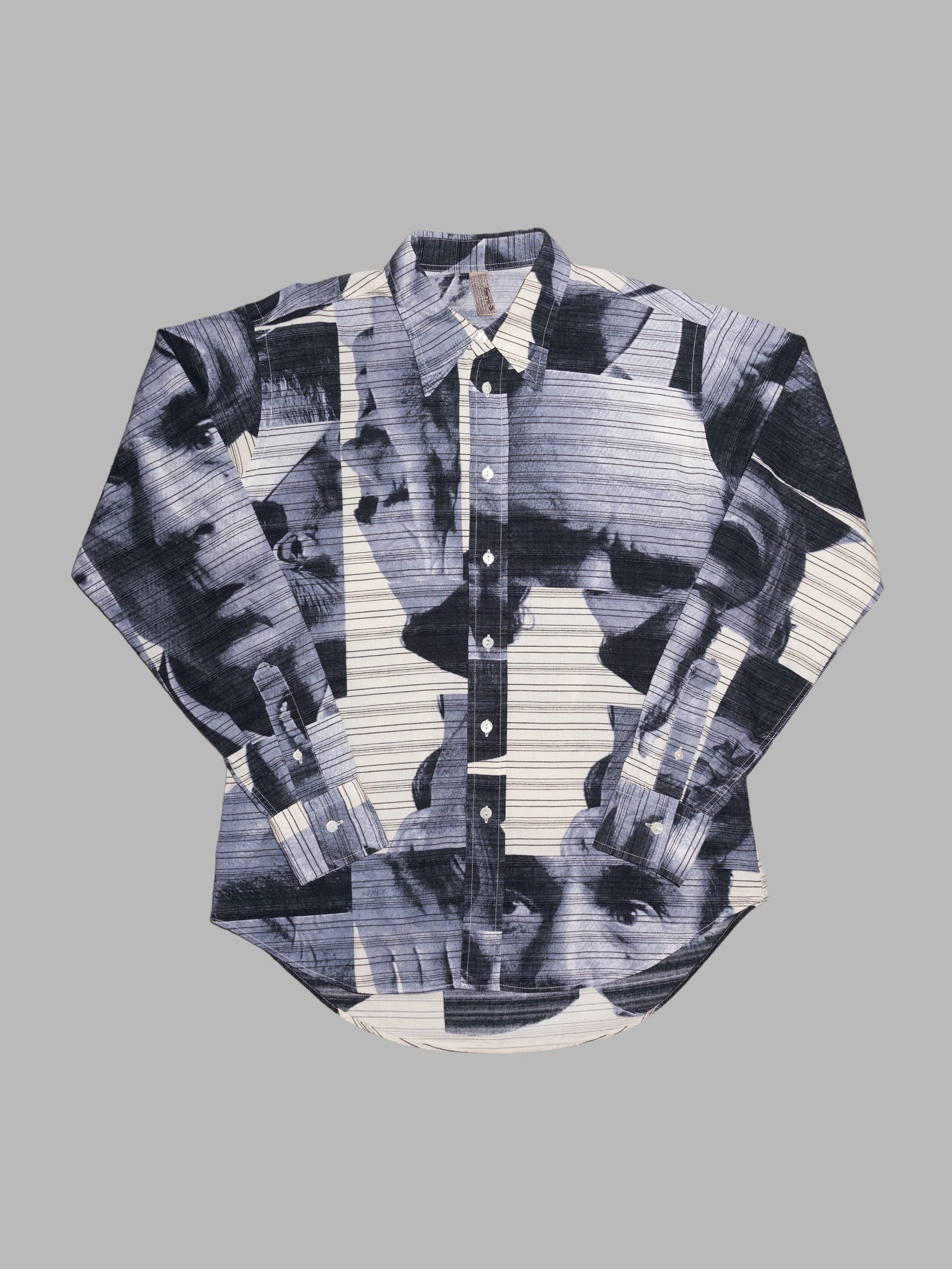 E-play by Replay blue and beige cotton face print shirt