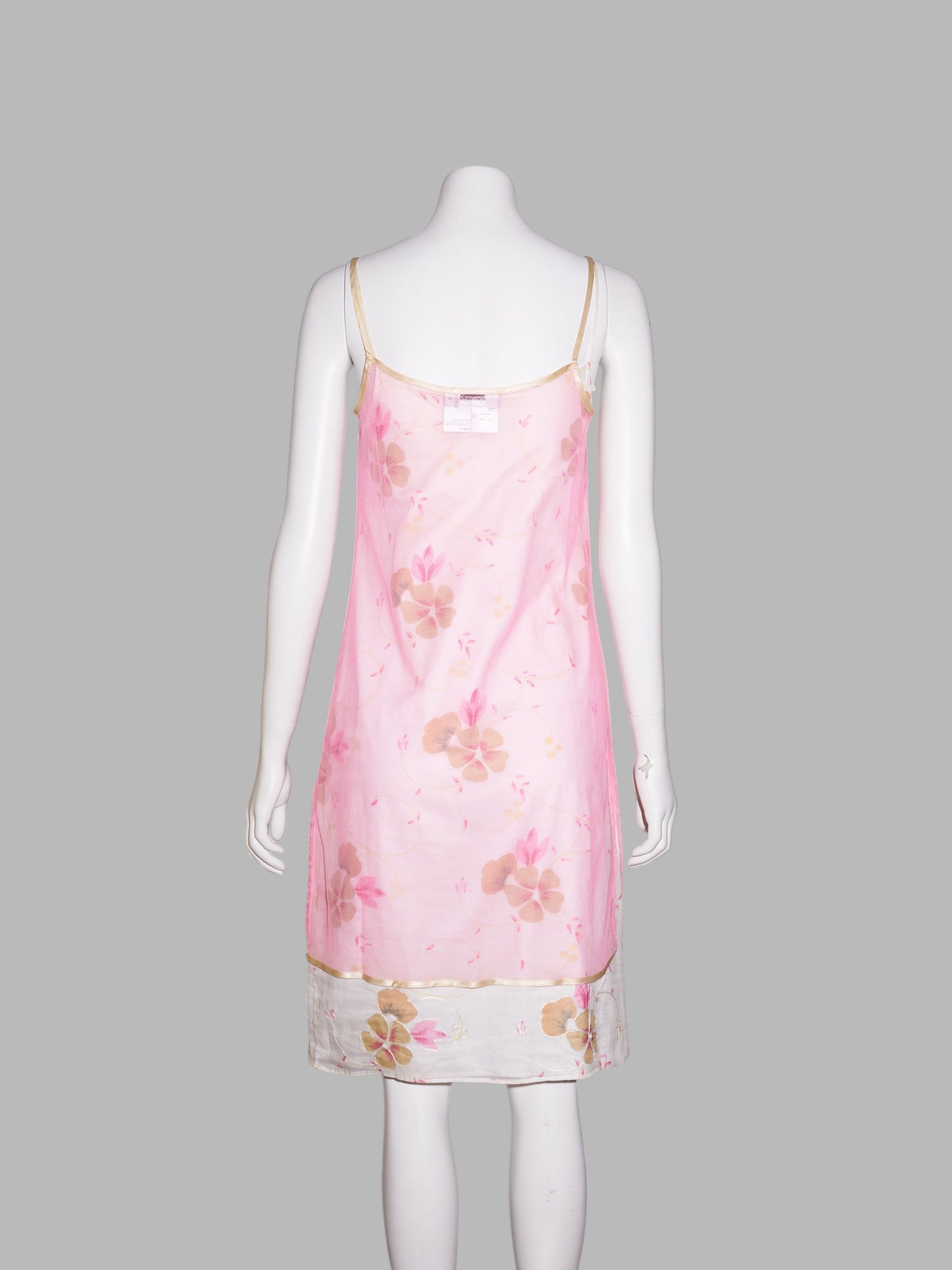 Max Mara Sportmax layered pink mesh and floral print cotton camisole dress