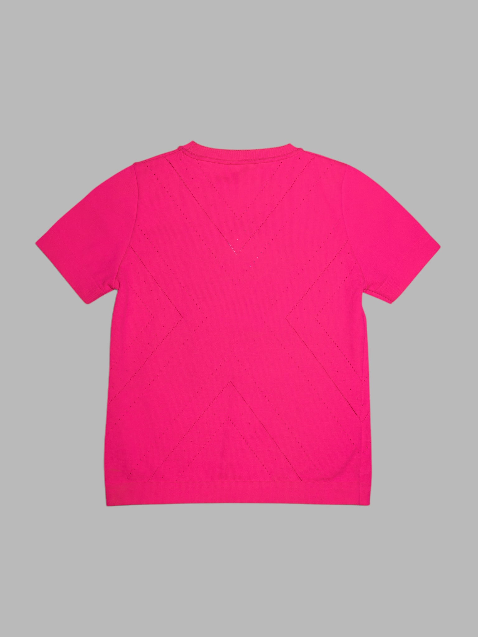 Dirk Bikkembergs 1990s fluorescent shocking pink nylon knitted t-shirt