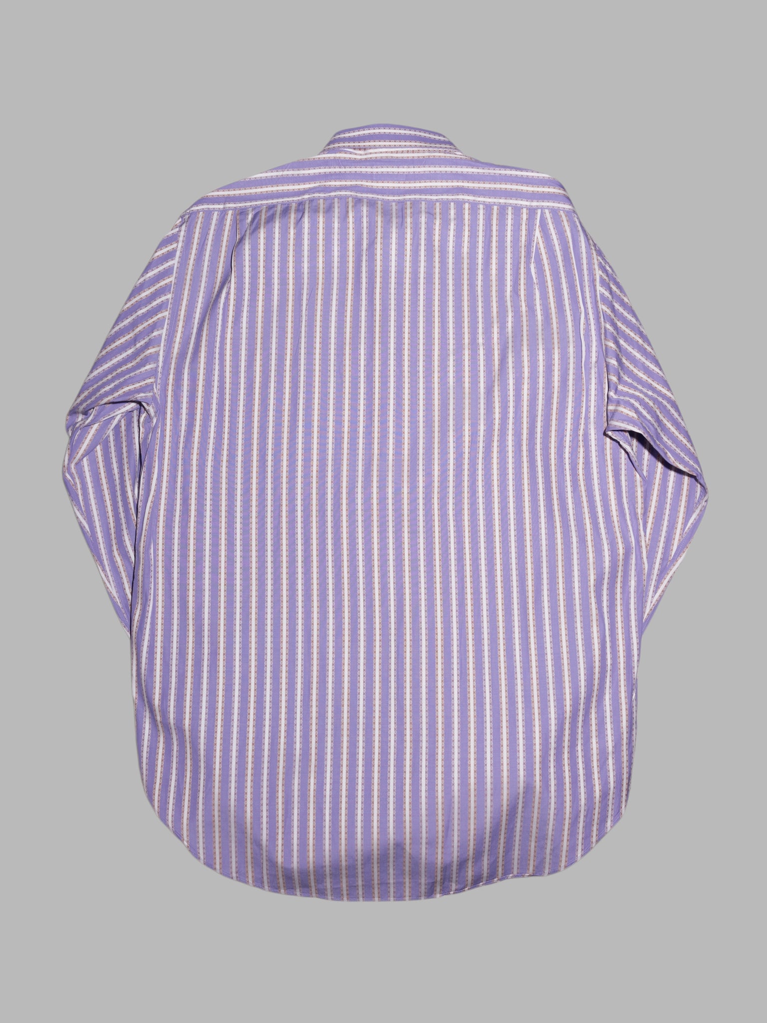 Dejure by Brains 1980s striped purple cotton fake button down collar shirt