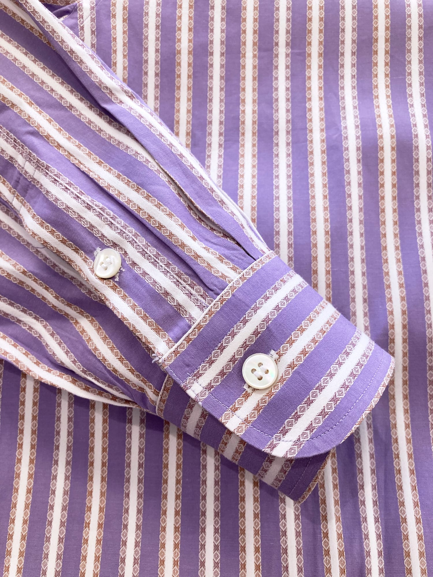 Dejure by Brains 1980s striped purple cotton fake button down collar shirt