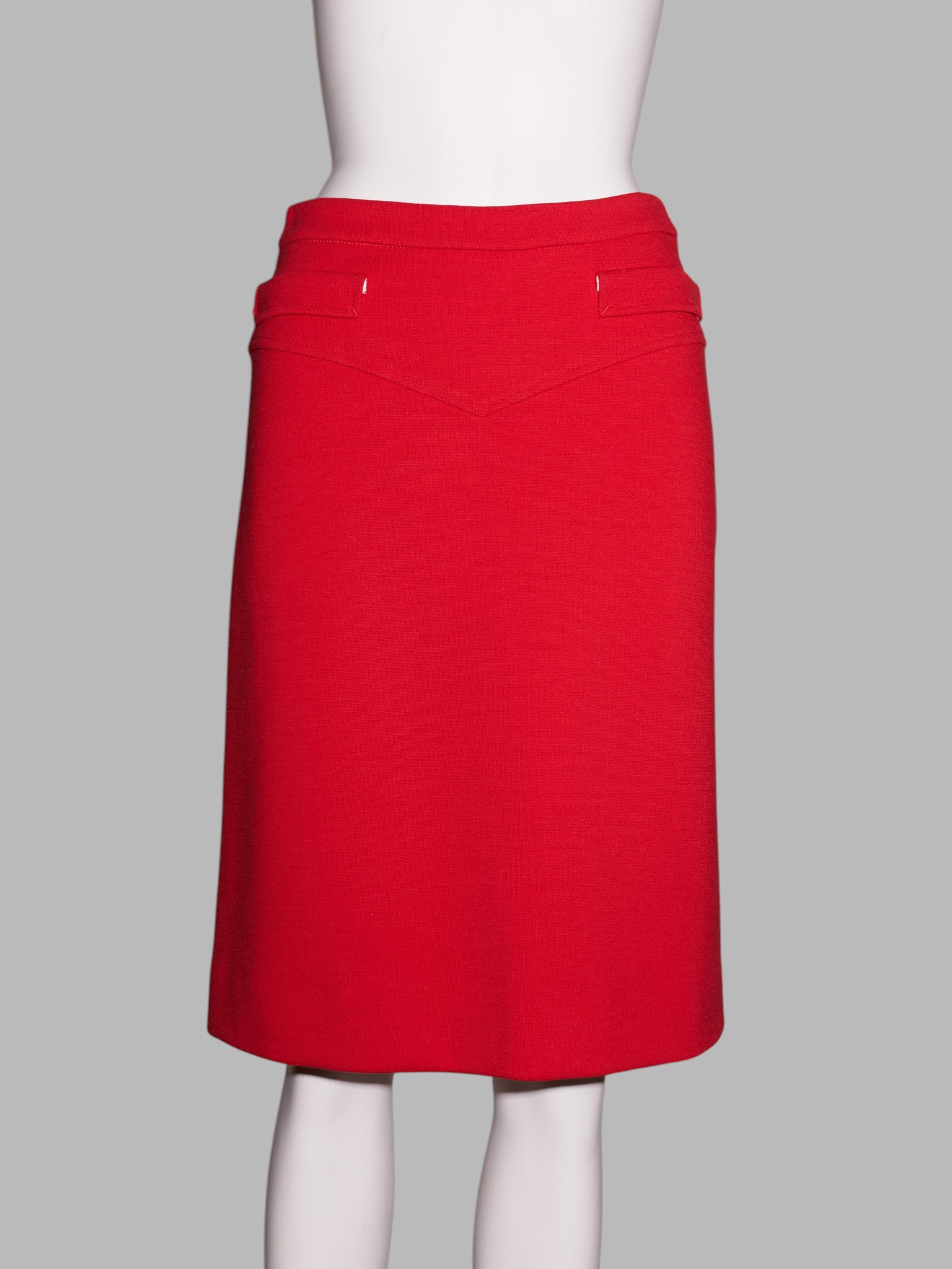 Dirk van Saene winter 2005 - 2006 red wool ponte knit knee length skirt