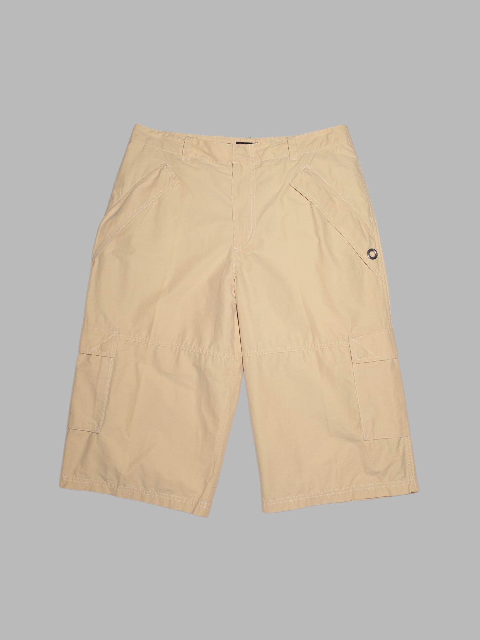 Versace Sport beige cotton nylon cargo shorts