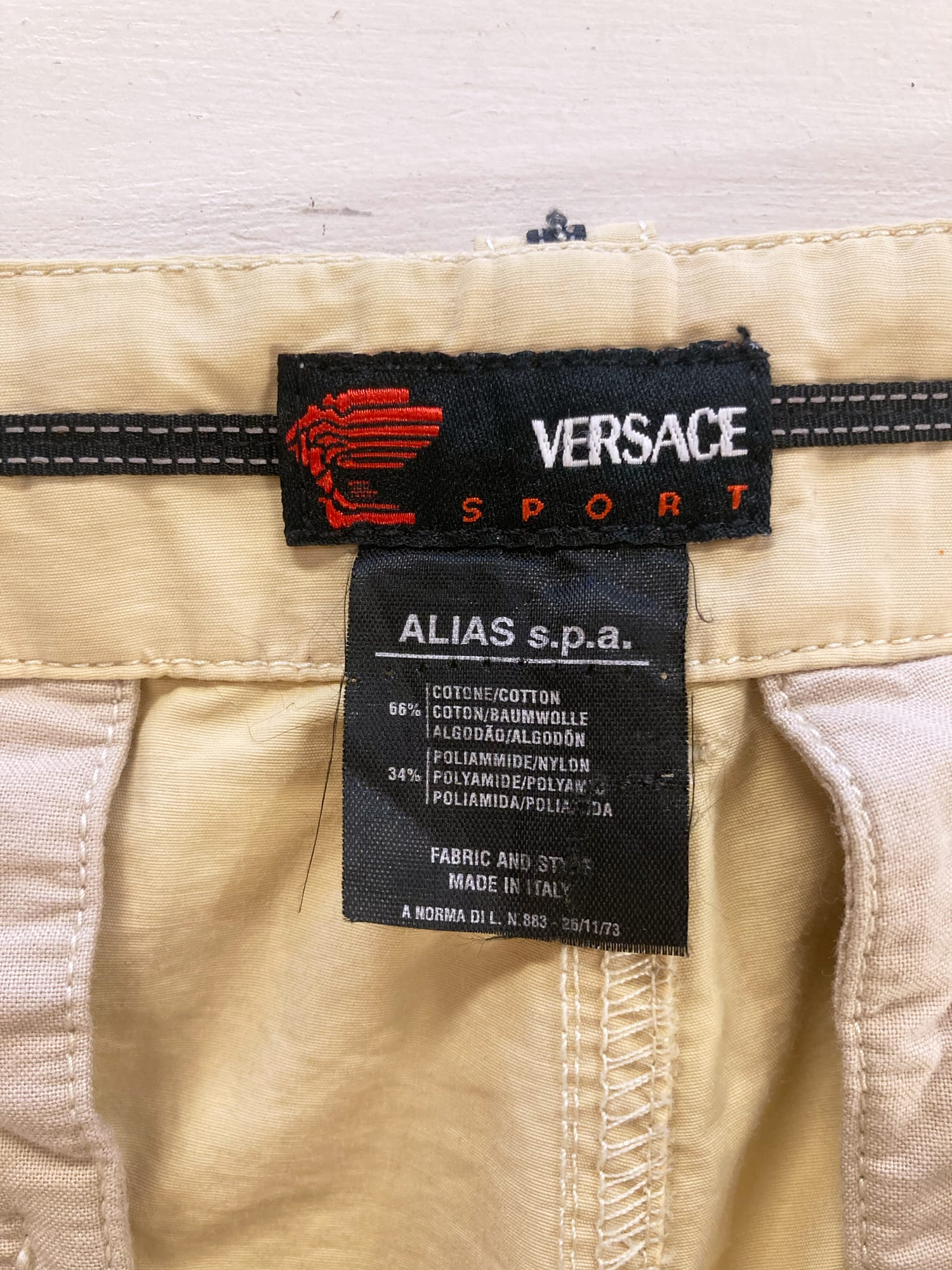 Versace Sport beige cotton nylon cargo shorts