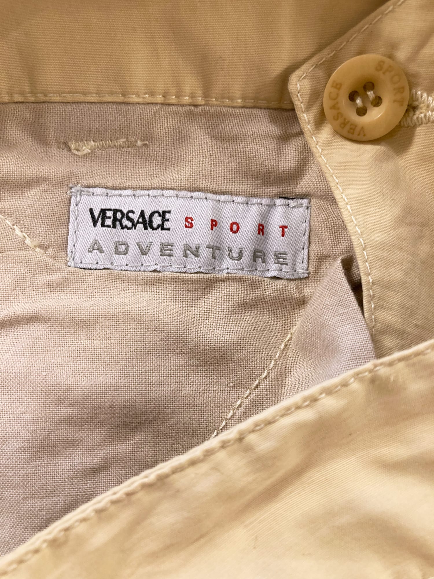 Versace Sport beige cotton nylon cargo shorts