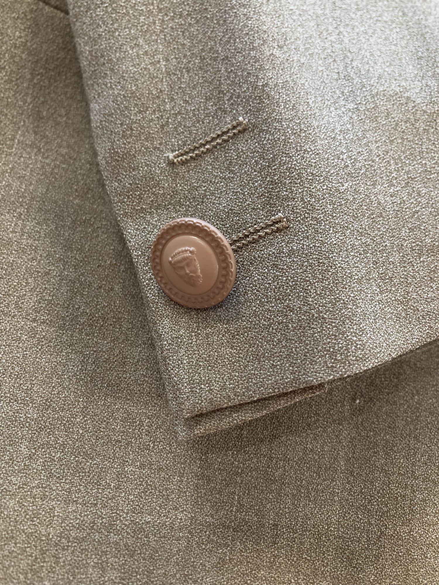 Istante Gianni Versace 1990s greige wool two button blazer