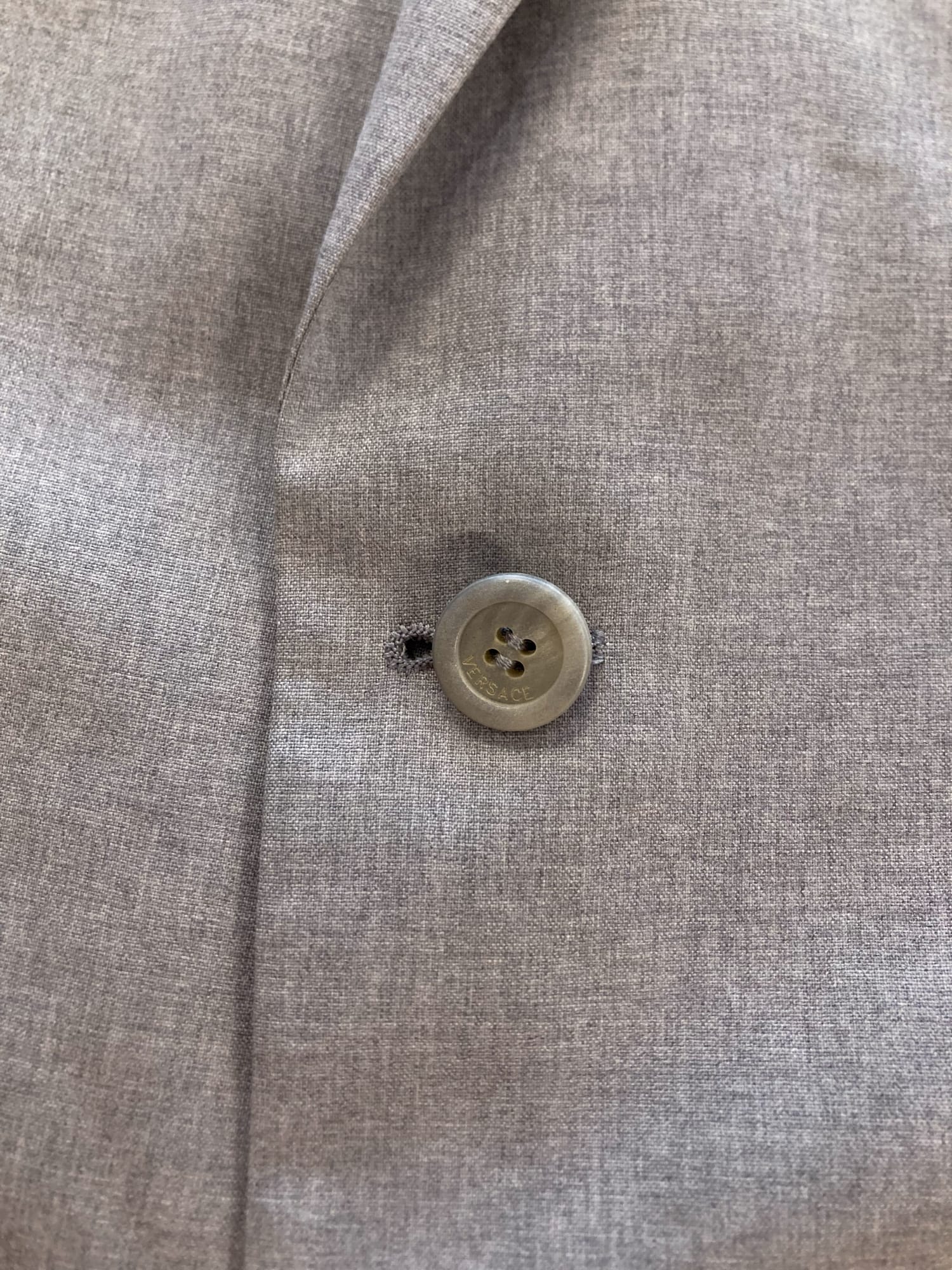 Gianni Versace Couture 1990s lightweight grey wool two button blazer