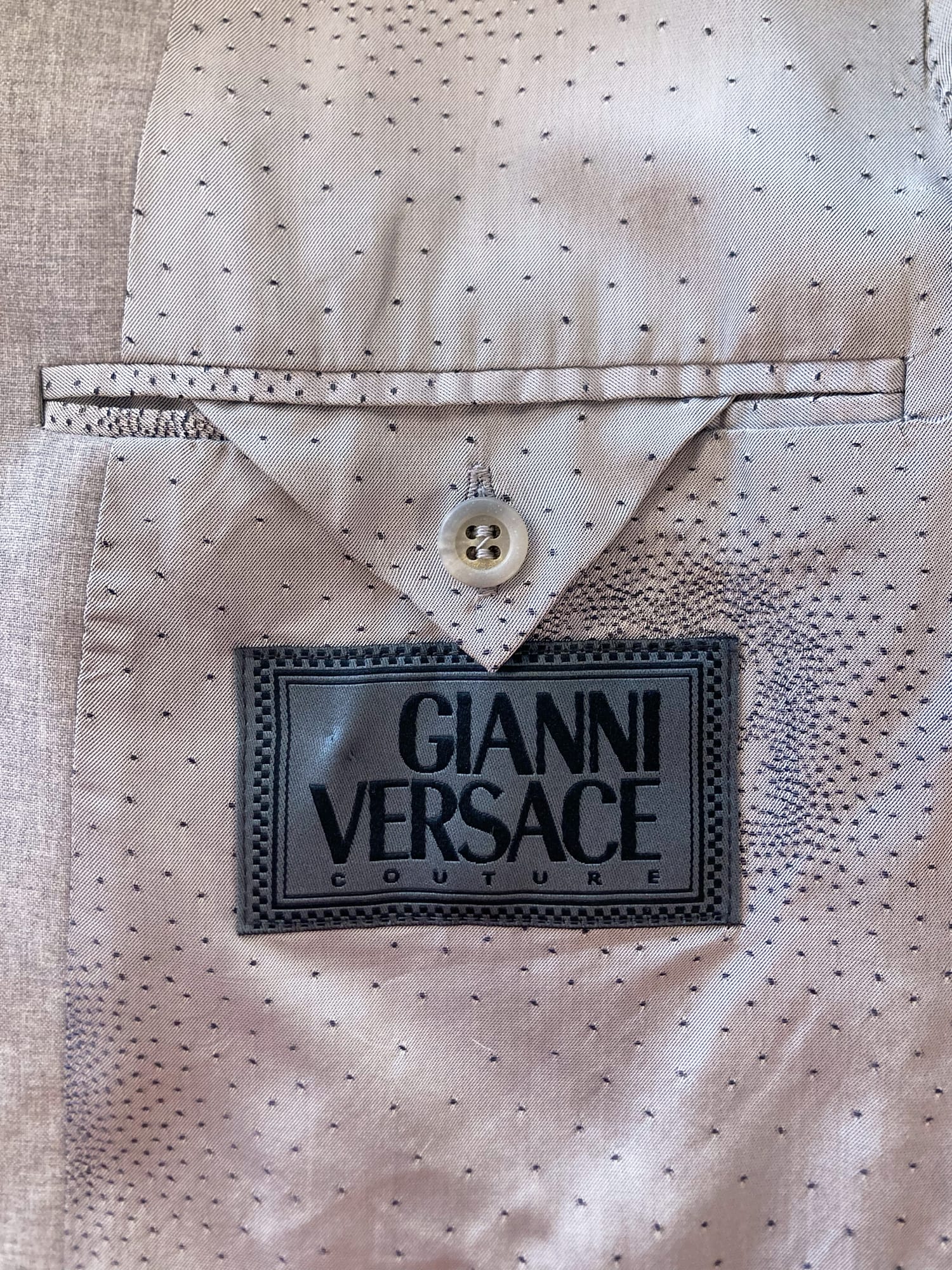 Gianni Versace Couture 1990s lightweight grey wool two button blazer