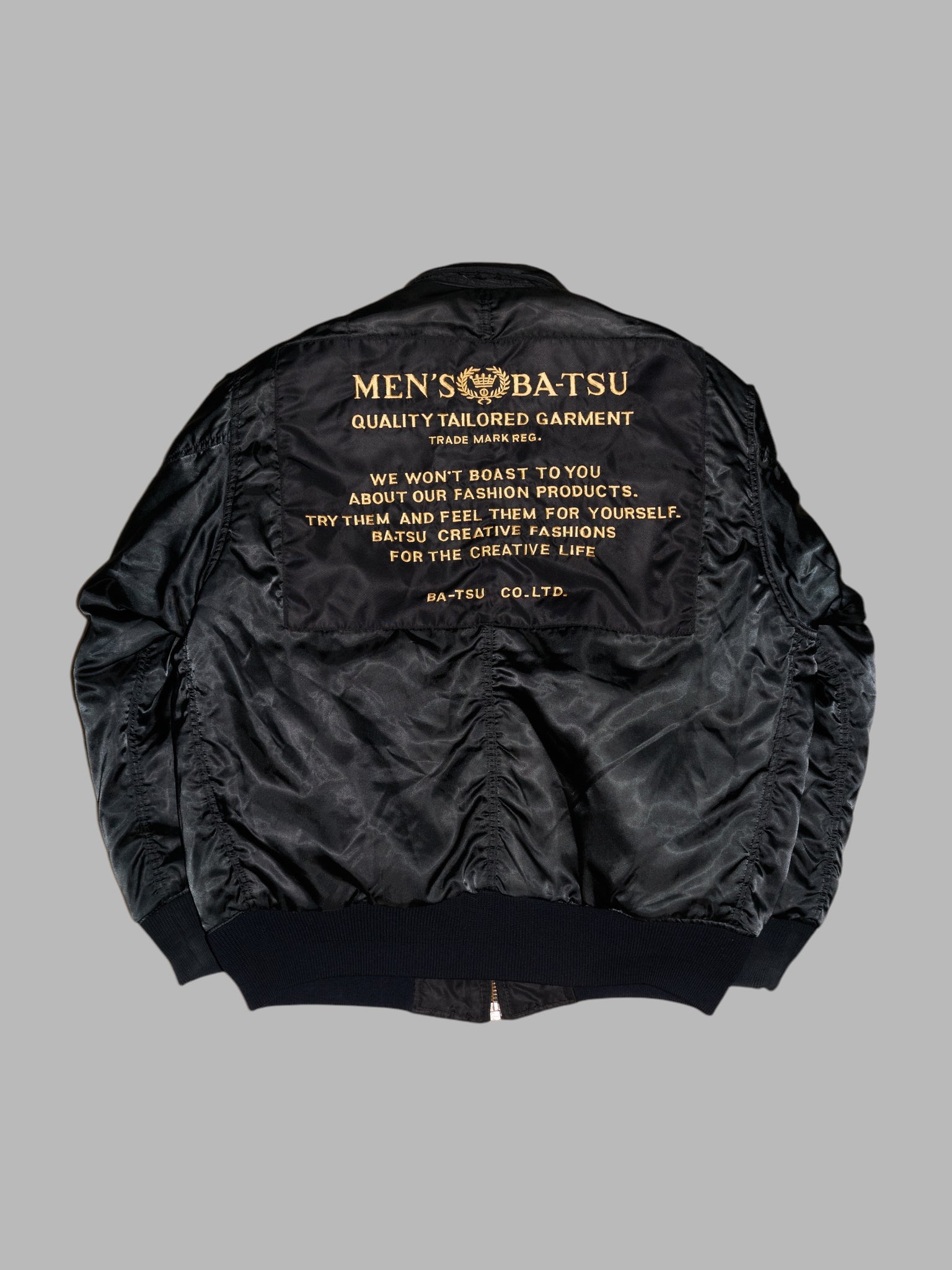 Men’s Ba-tsu 1980s reversible black nylon CWU-45P MA-2 bomber jacket - M