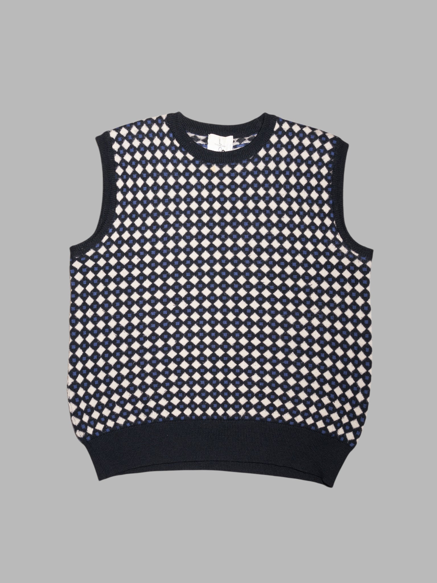 LQ Y’s for men yohji yamamoto 1990s knitted wool diamond pattern sweater vest