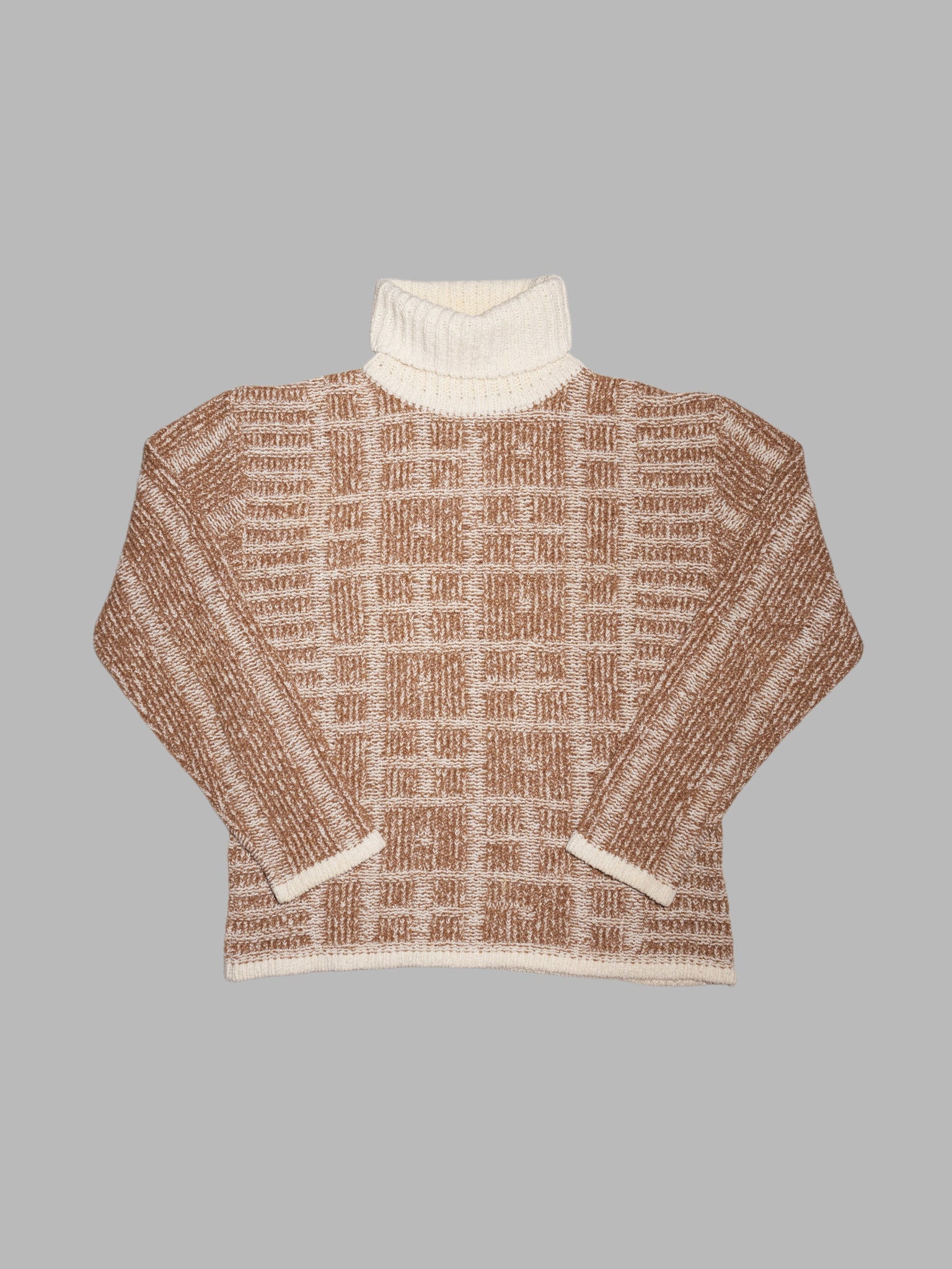 Maurizio Bonas 1980s 1990s textured brown wool knitted turtleneck jumper