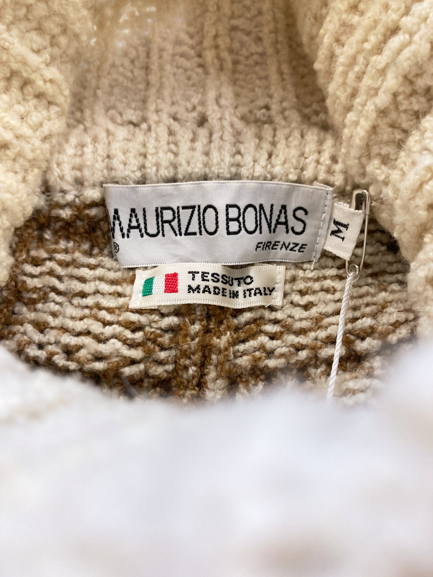 Maurizio Bonas 1980s 1990s textured brown wool knitted turtleneck jumper