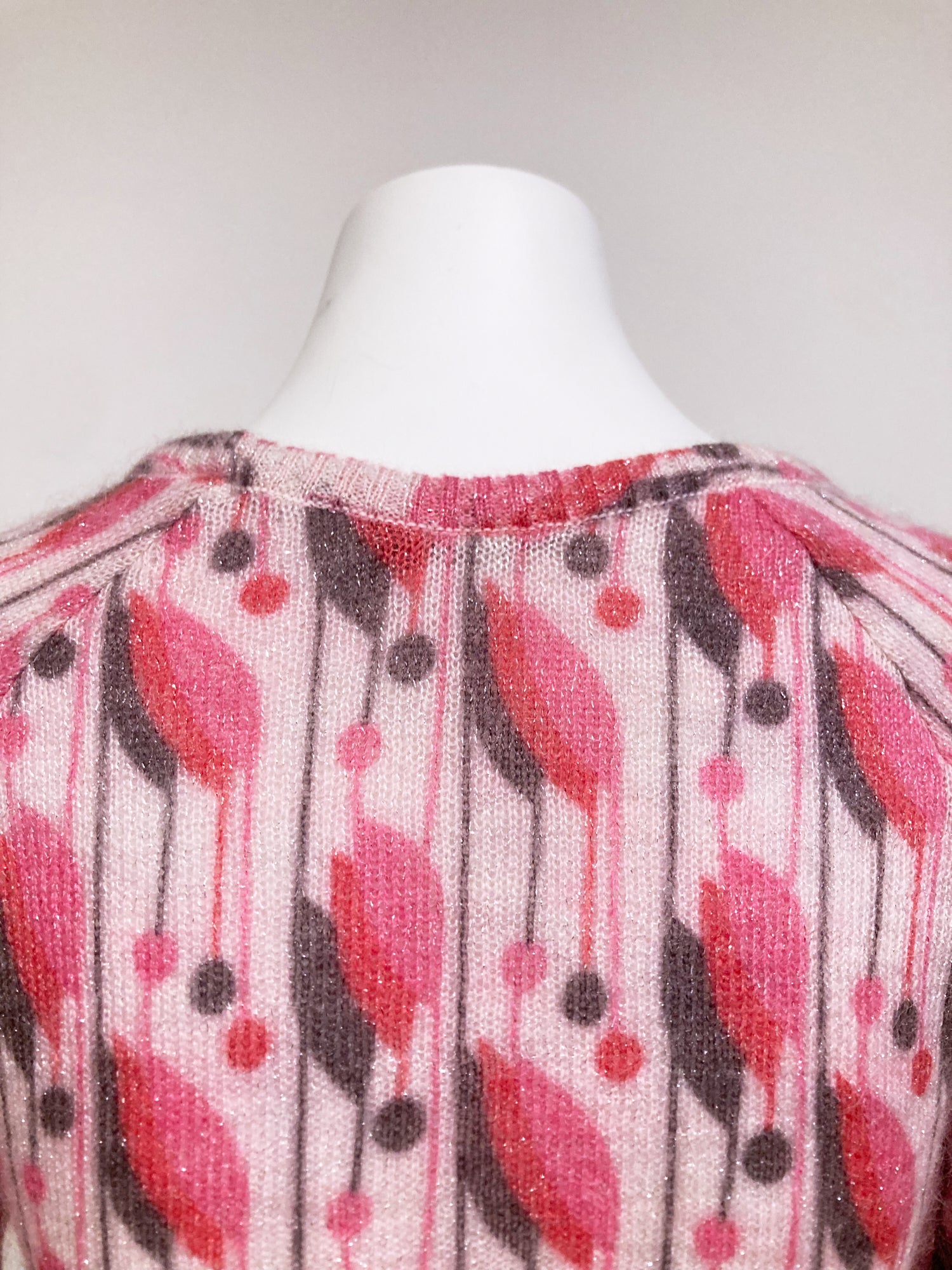 Christophe Lemaire winter 2001 2002 pink leaf print mohair blend knit sweater