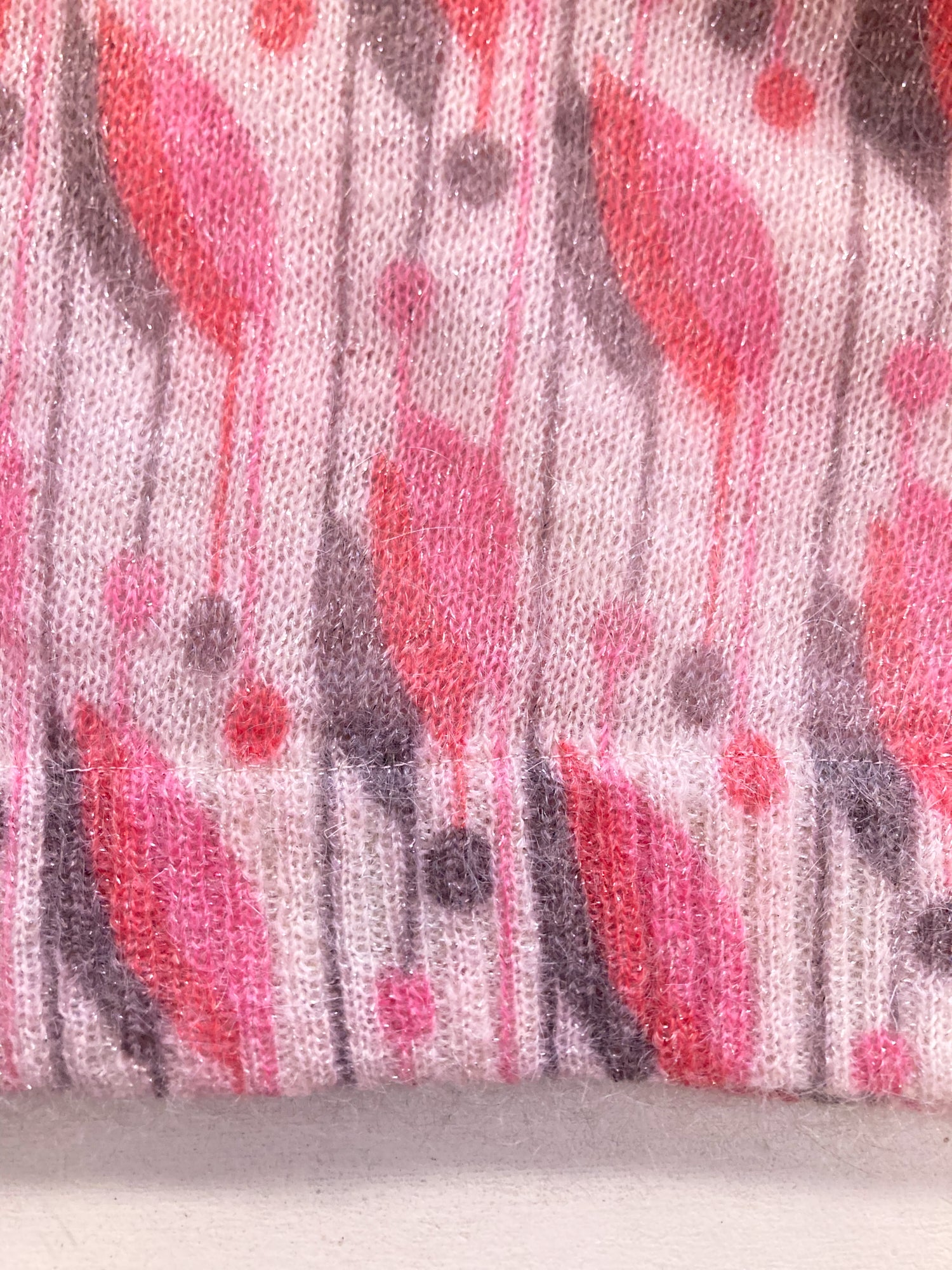 Christophe Lemaire winter 2001 2002 pink leaf print mohair blend knit sweater