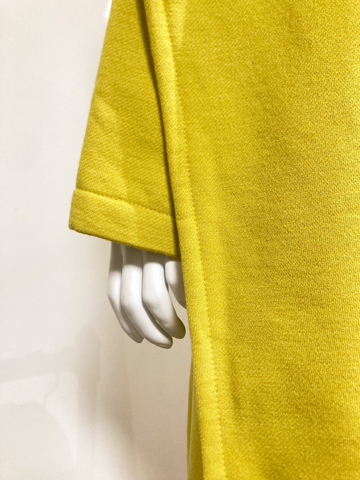 Norma Kamali 1980s long yellow fleece gown coat with integrated 