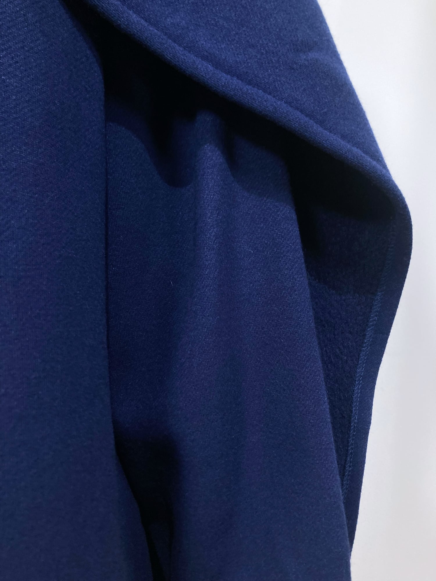 Norma Kamali 1980s long navy fleece gown coat with integrated scarf