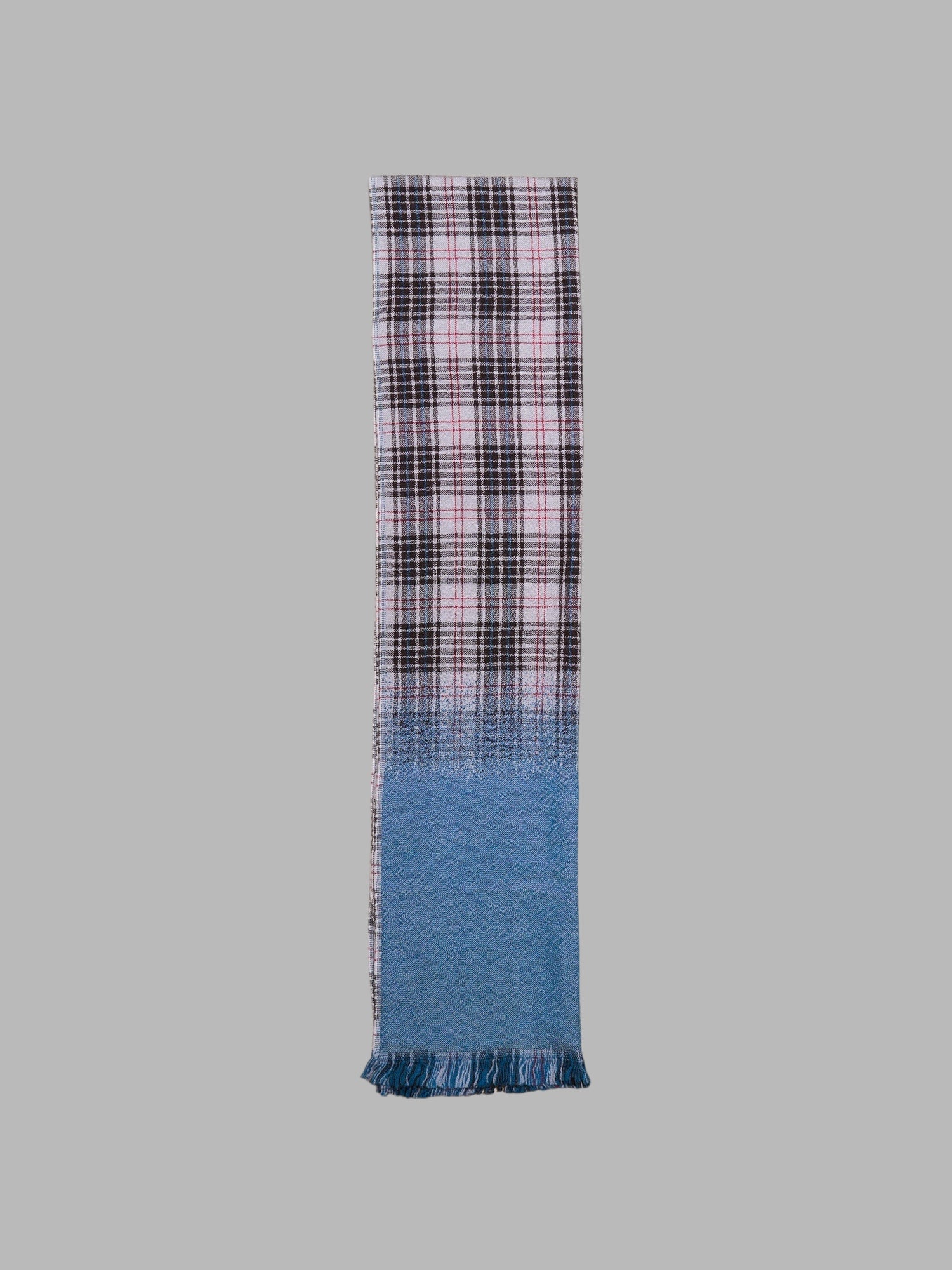 Romeo Gigli two way multicolour plaid and solid blue wool scarf