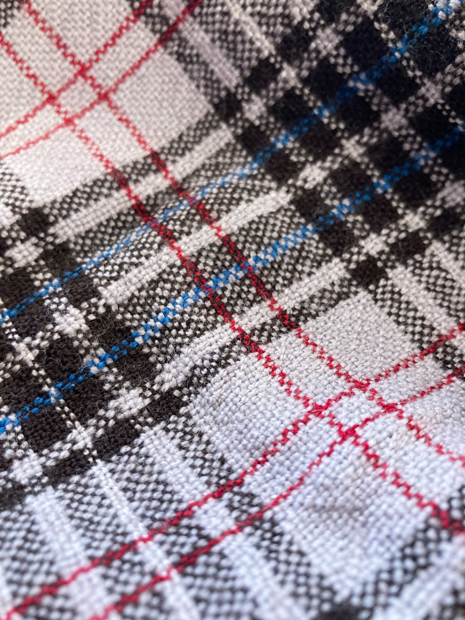 Romeo Gigli two way multicolour plaid and solid blue wool scarf