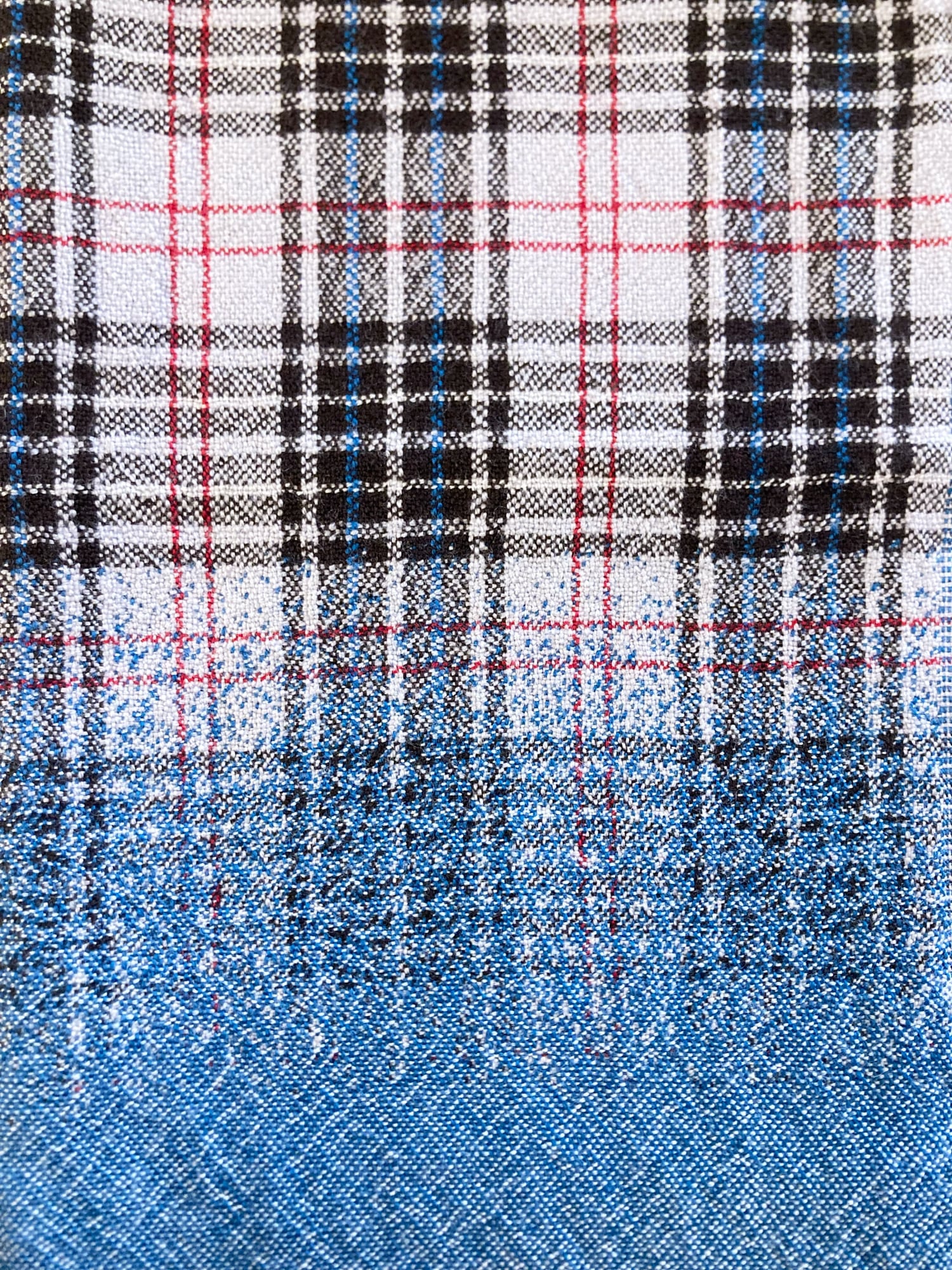Romeo Gigli two way multicolour plaid and solid blue wool scarf