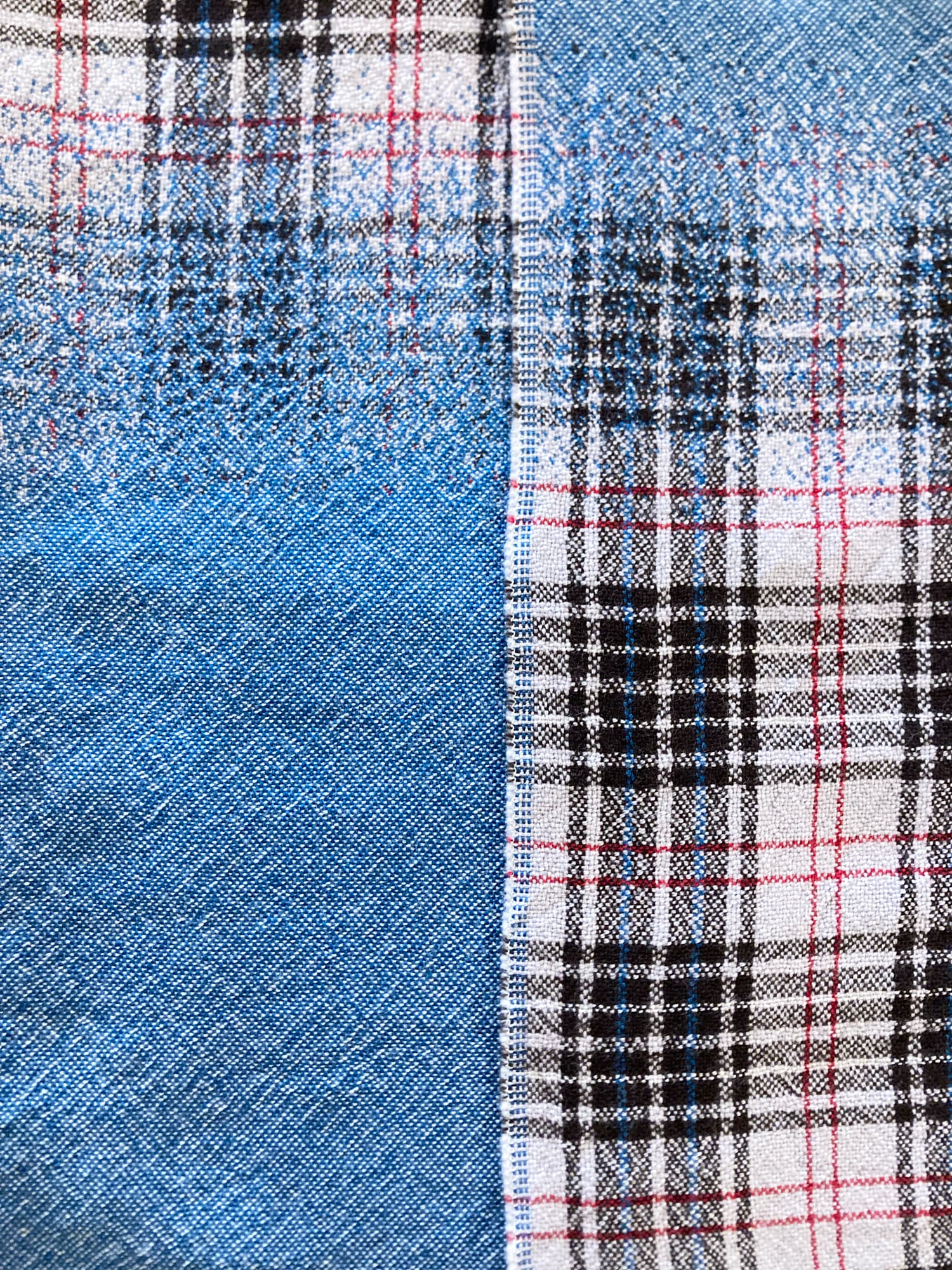 Romeo Gigli two way multicolour plaid and solid blue wool scarf